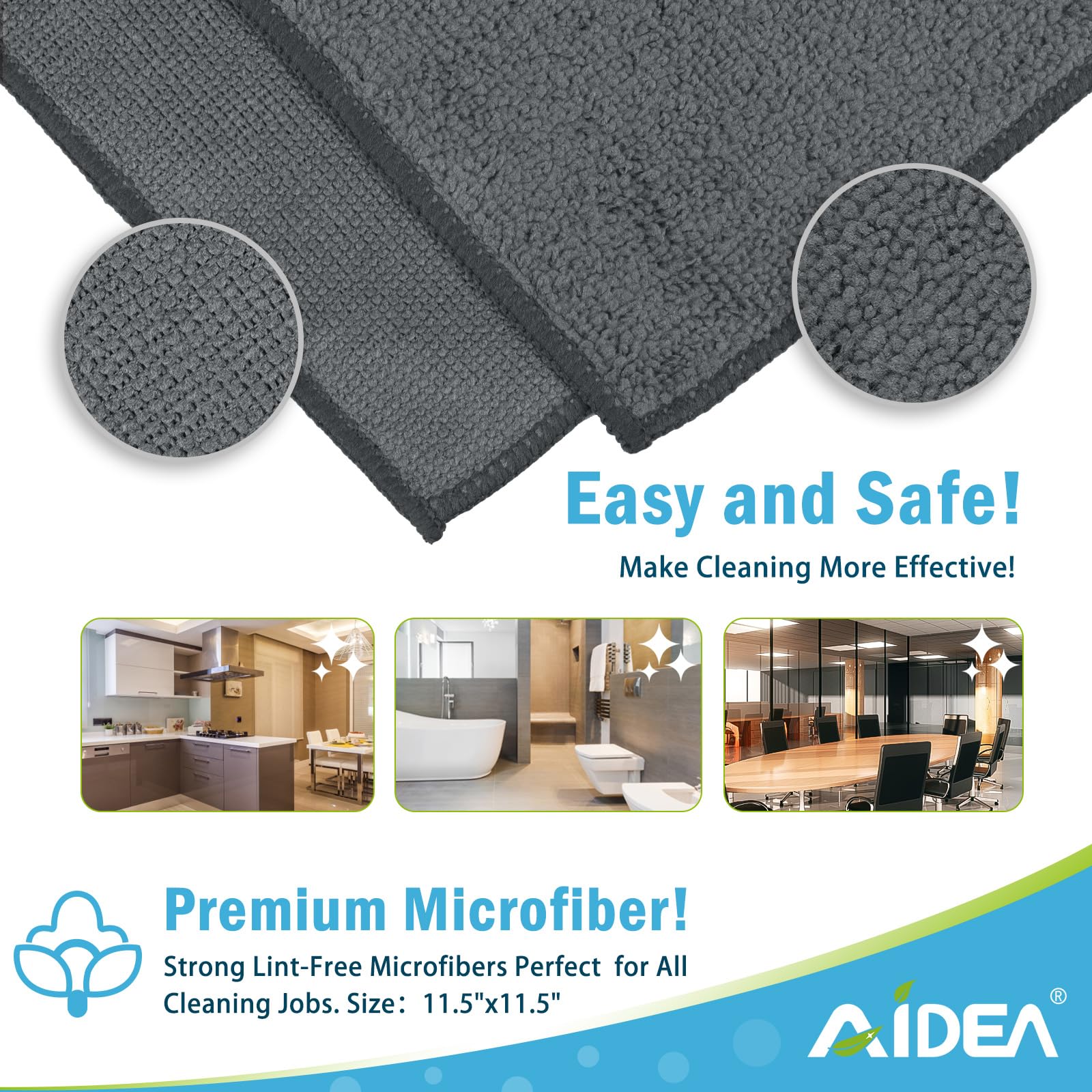 Microfiber Cleaning Cloth Grey 12PK (12 Count)