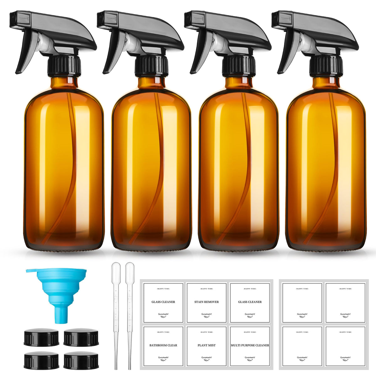 16oz Amber Glass Spray Bottles (4 Count)