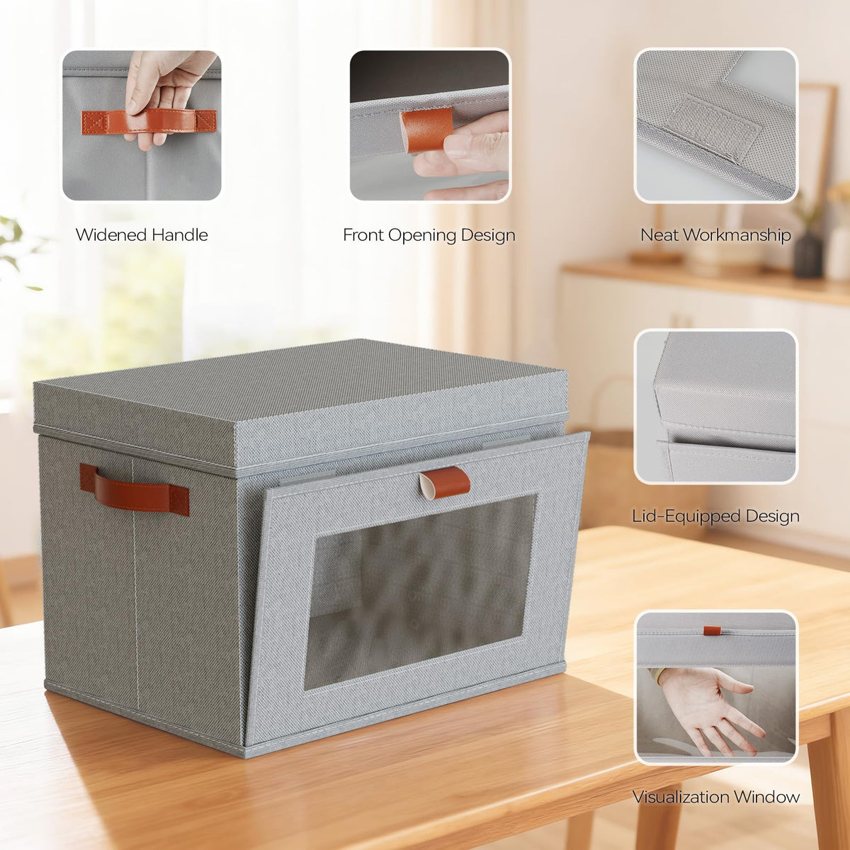 4 Pack Collapsible Stackable Storage Bins with Lids
