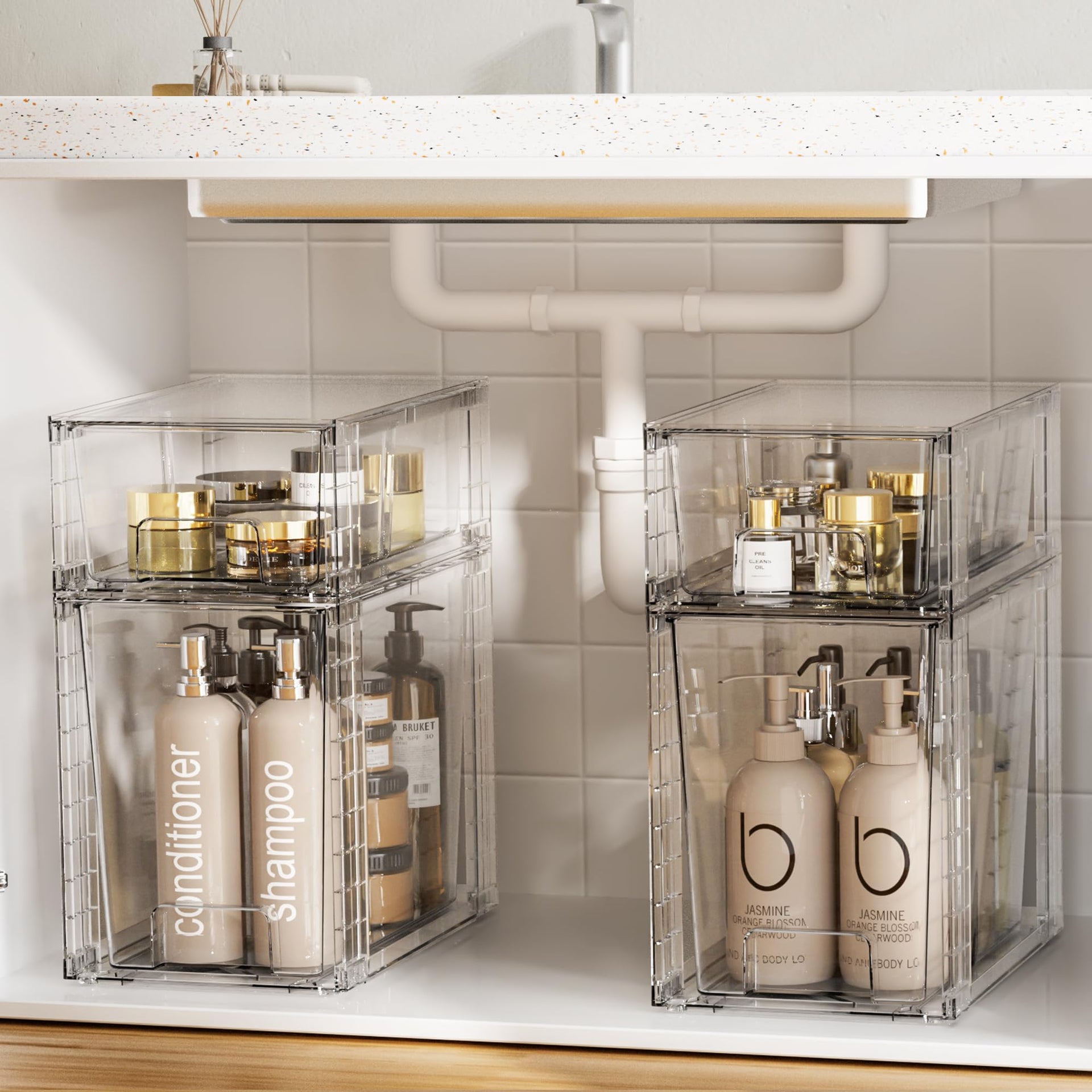 2 Pack Clear Stackable Storage Drawers (2 Count)