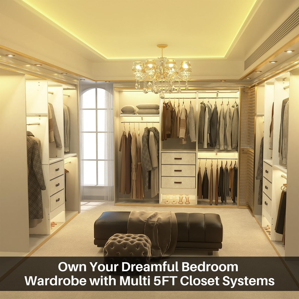 5FT Small Closet System with 3 Fabric Drawers