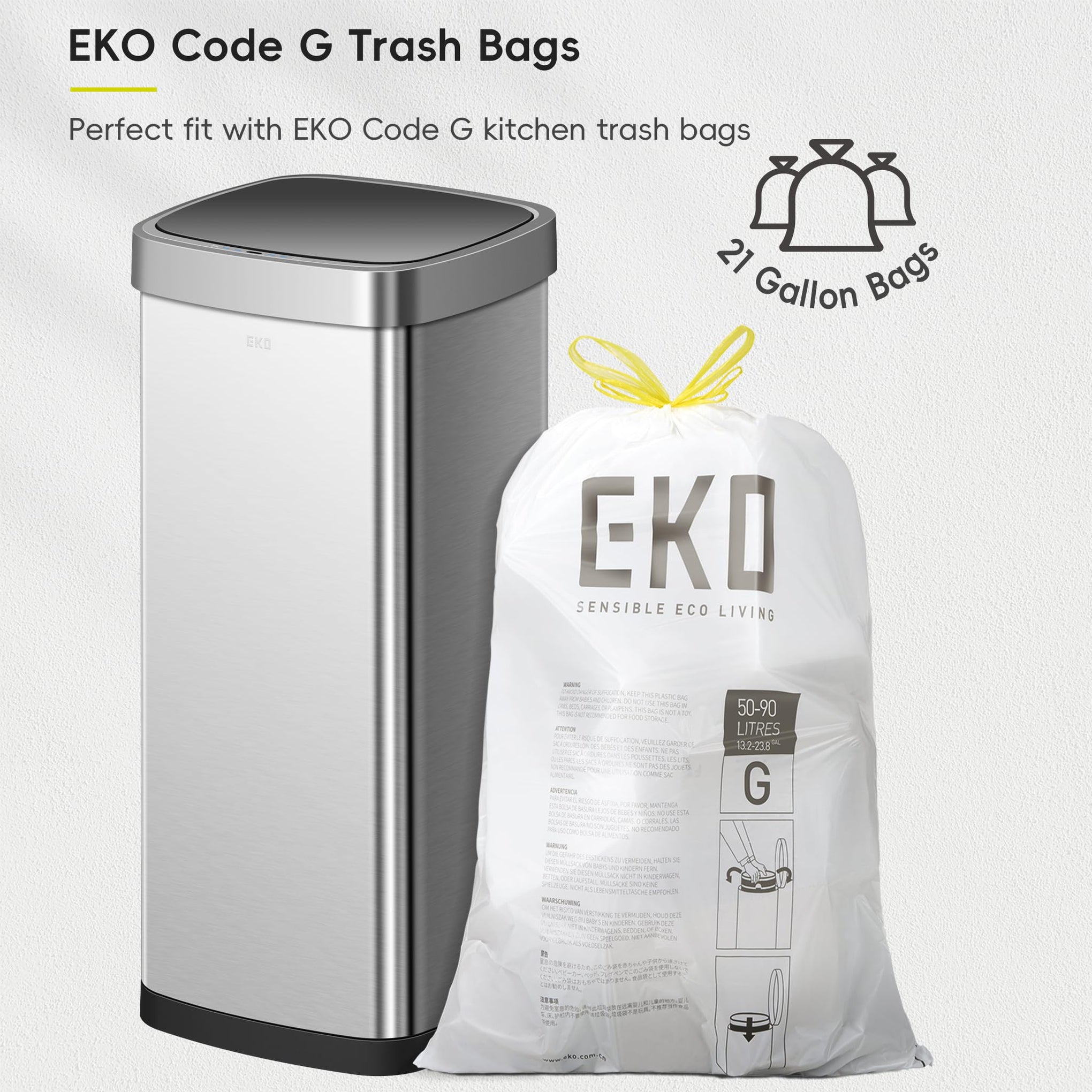 EcoSmart Tall and Large Kitchen Trash Can or Recycling Bin