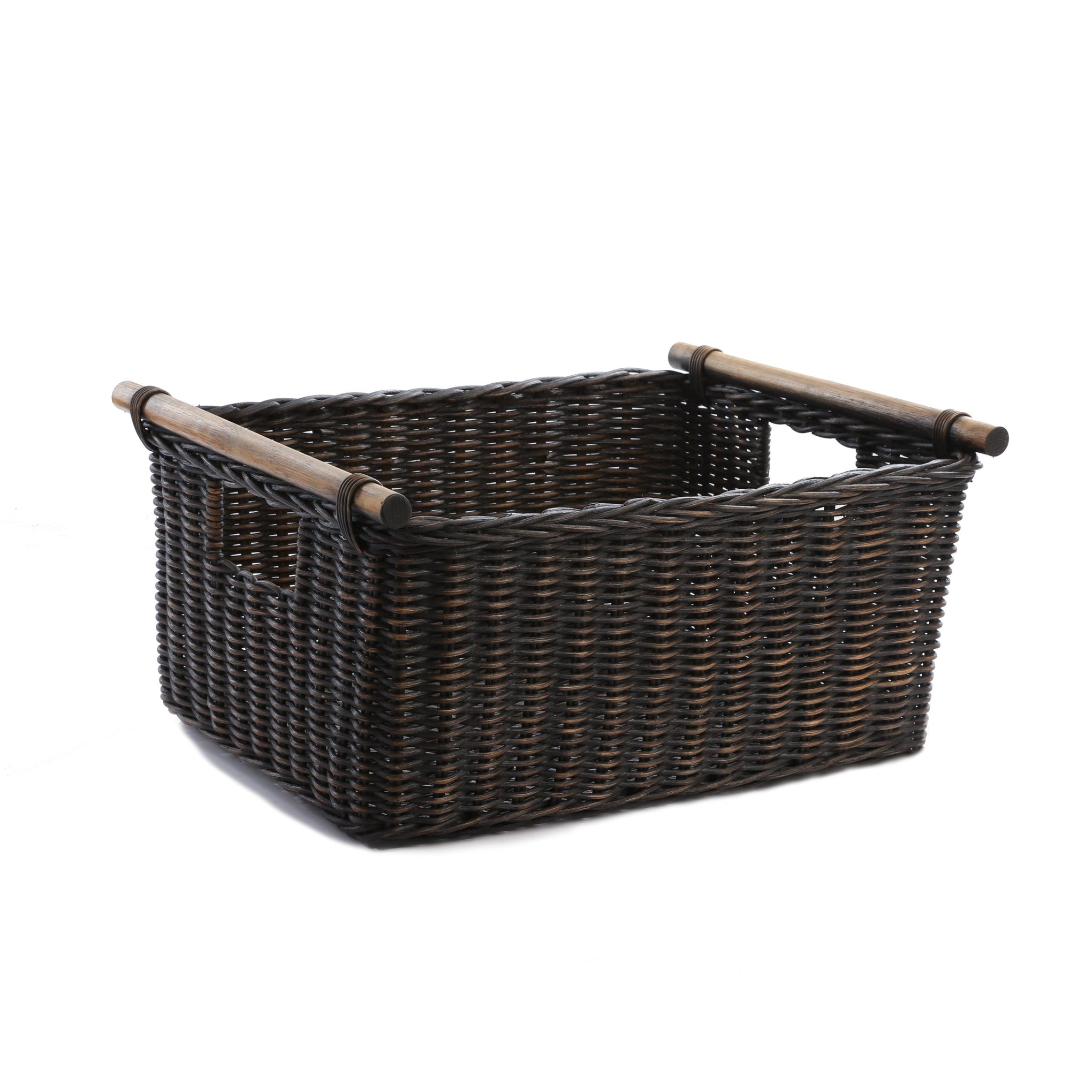 Pole Handle Wicker Storage Basket