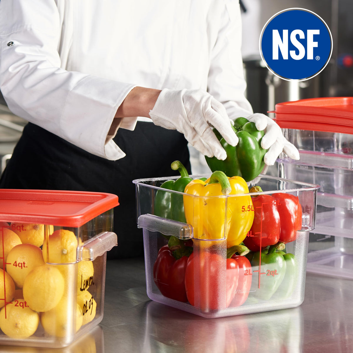 4 Pack Food Storage Container with Red Lid (4 Count)