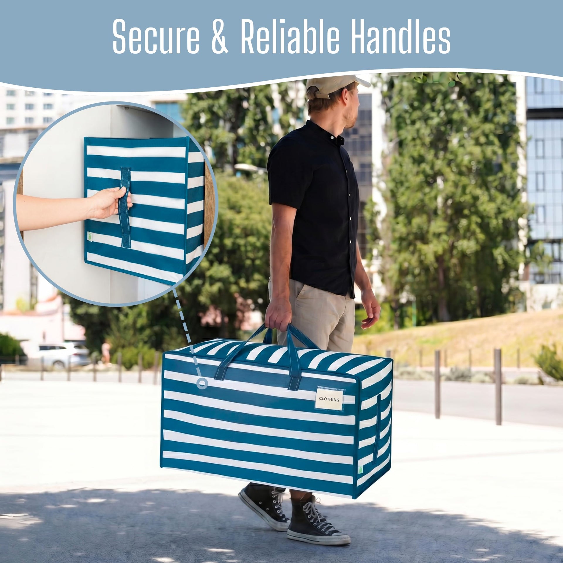 10 Pack Extra Large Heavy Duty Moving Bags with Wide Opening & Reinforced Handles (10 Count)