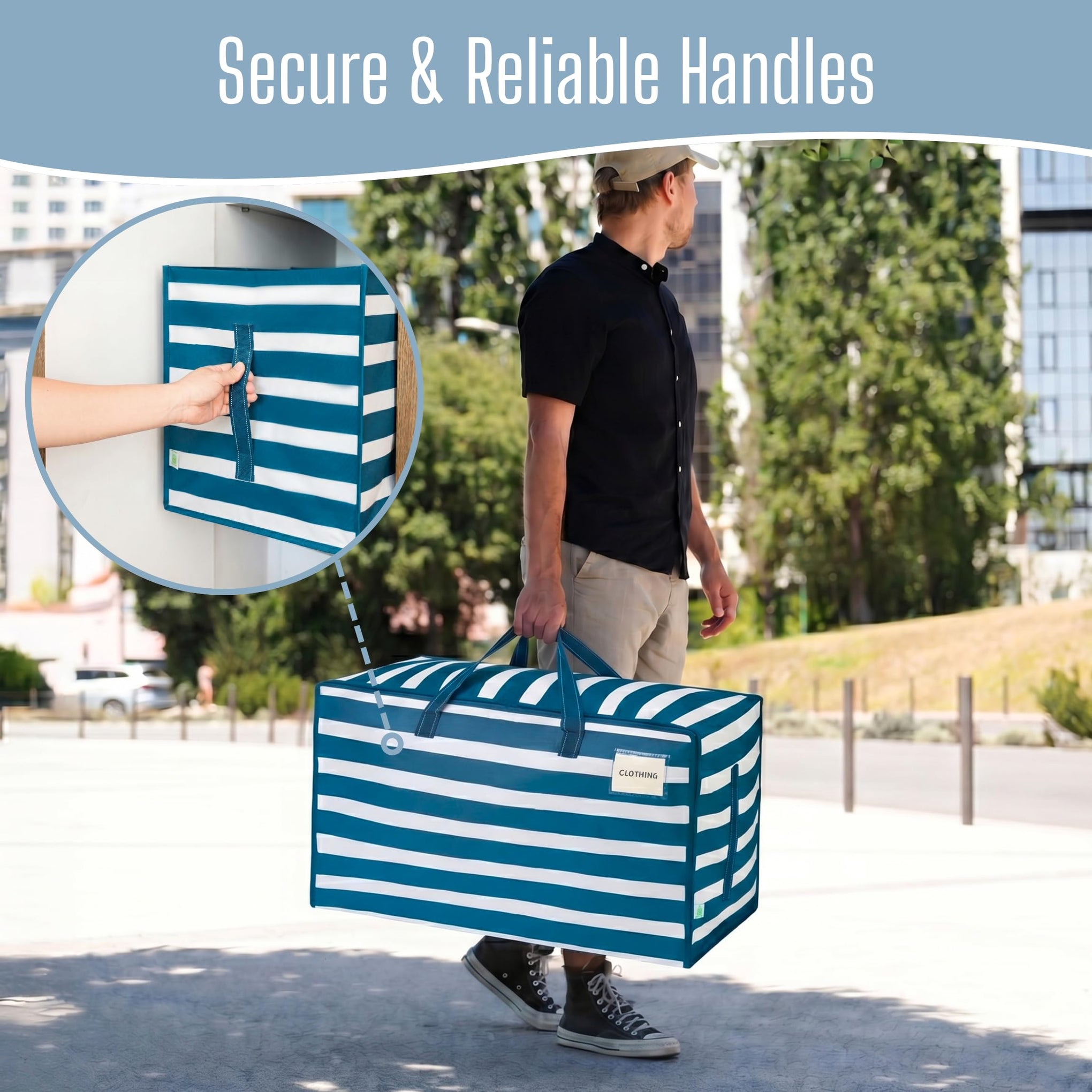 10 Pack Extra Large Heavy Duty Moving Bags with Wide Opening & Reinforced Handles (10 Count)