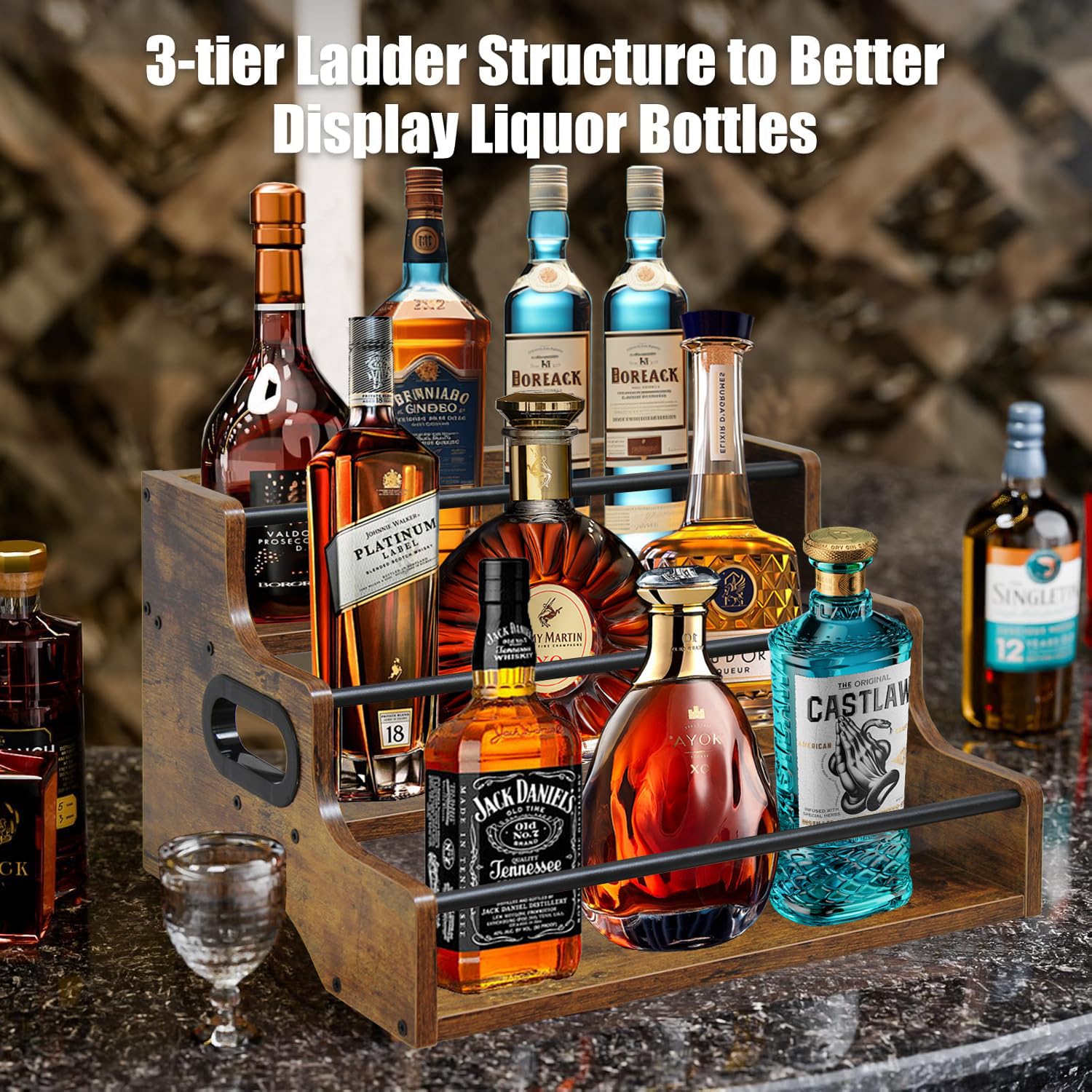 3 Tier Liquor Bottle Display Shelf