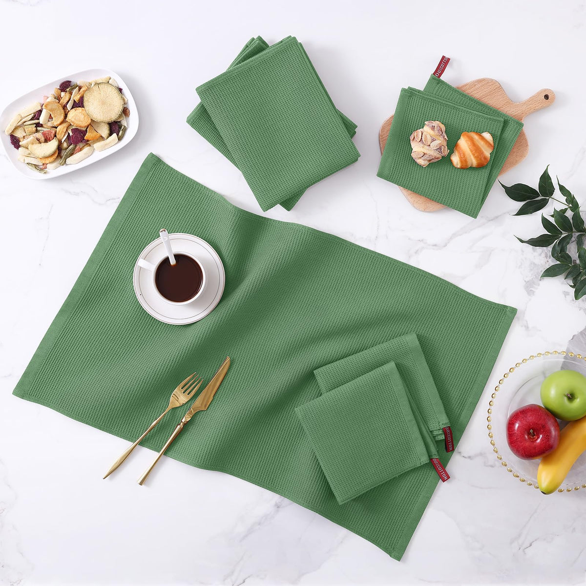 100% Cotton Kitchen Towels and Dishcloths Set (8 Count)