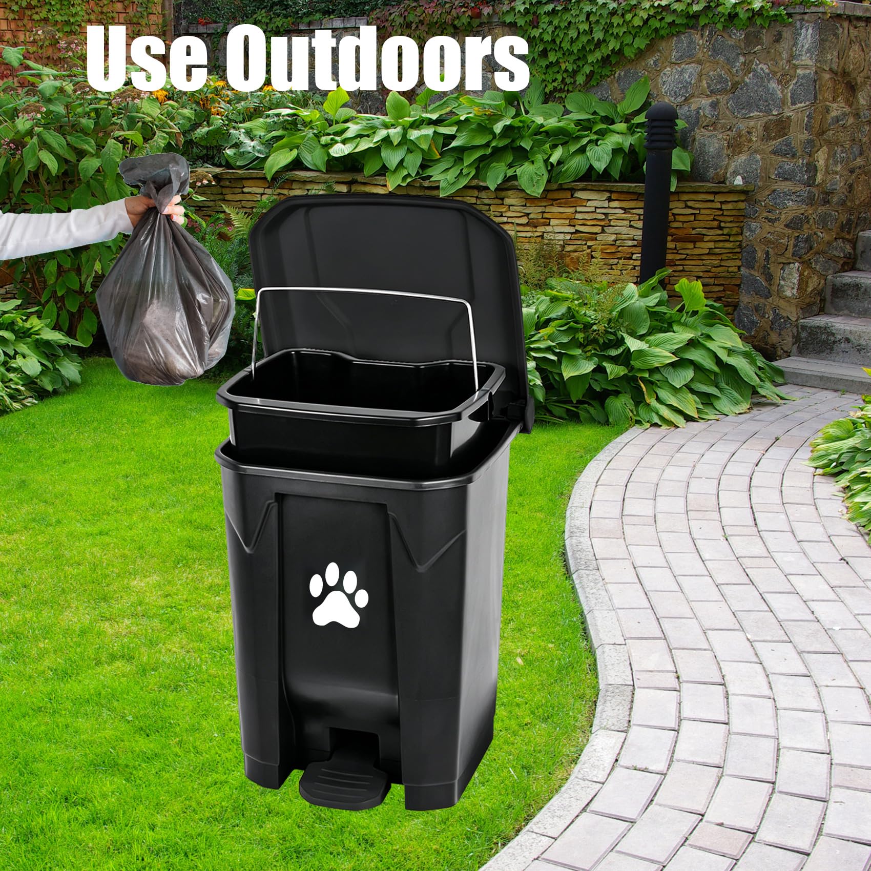 Outdoor Dog Poop Trash Can with Pooper Scooper for Yard