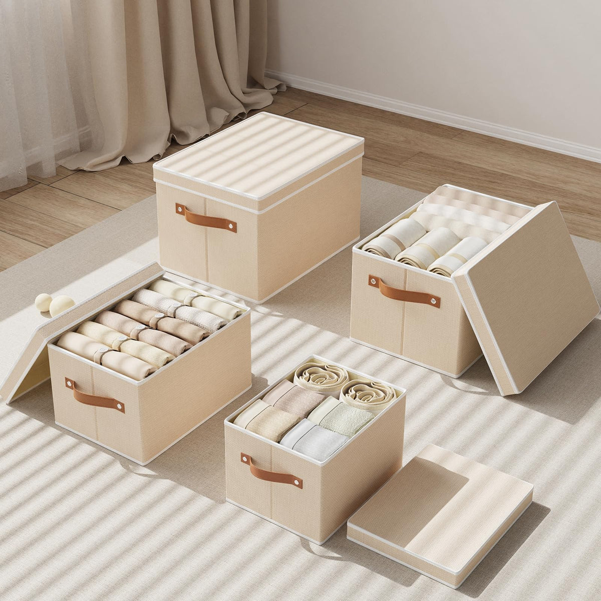 Beige Foldable Storage Bin