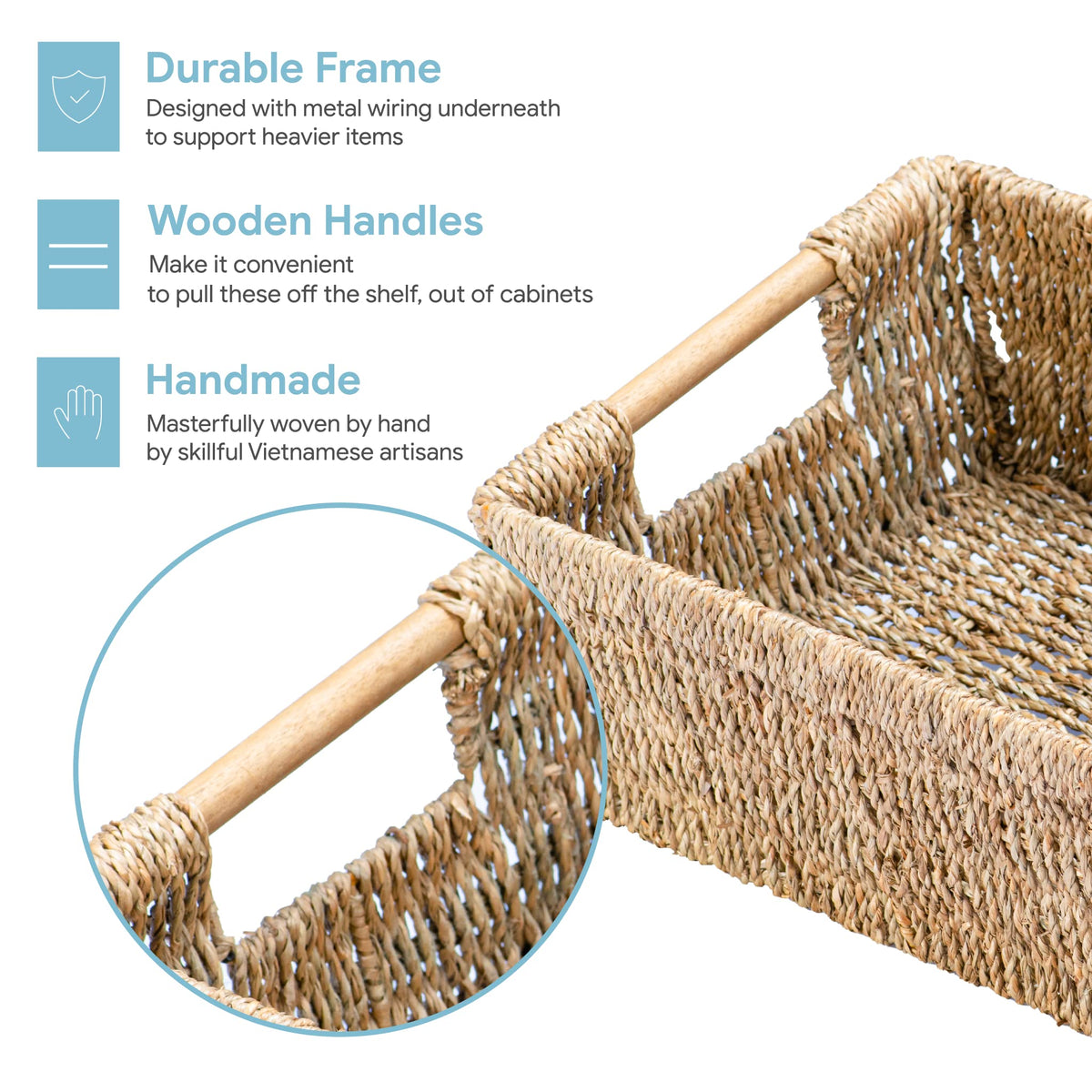 Natural Seagrass Storage Basket with Handle