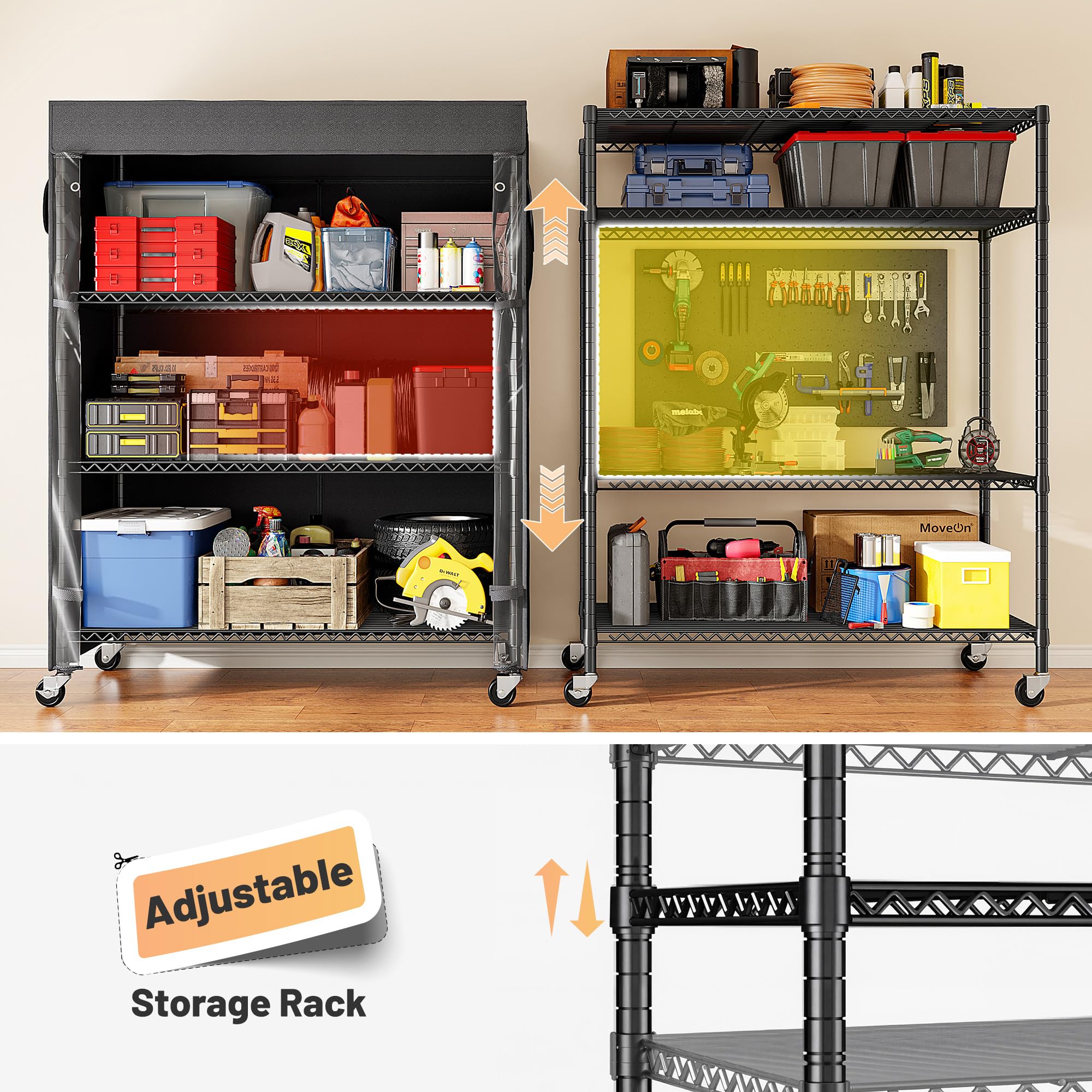 4 Tier Shelving Unit with Cover