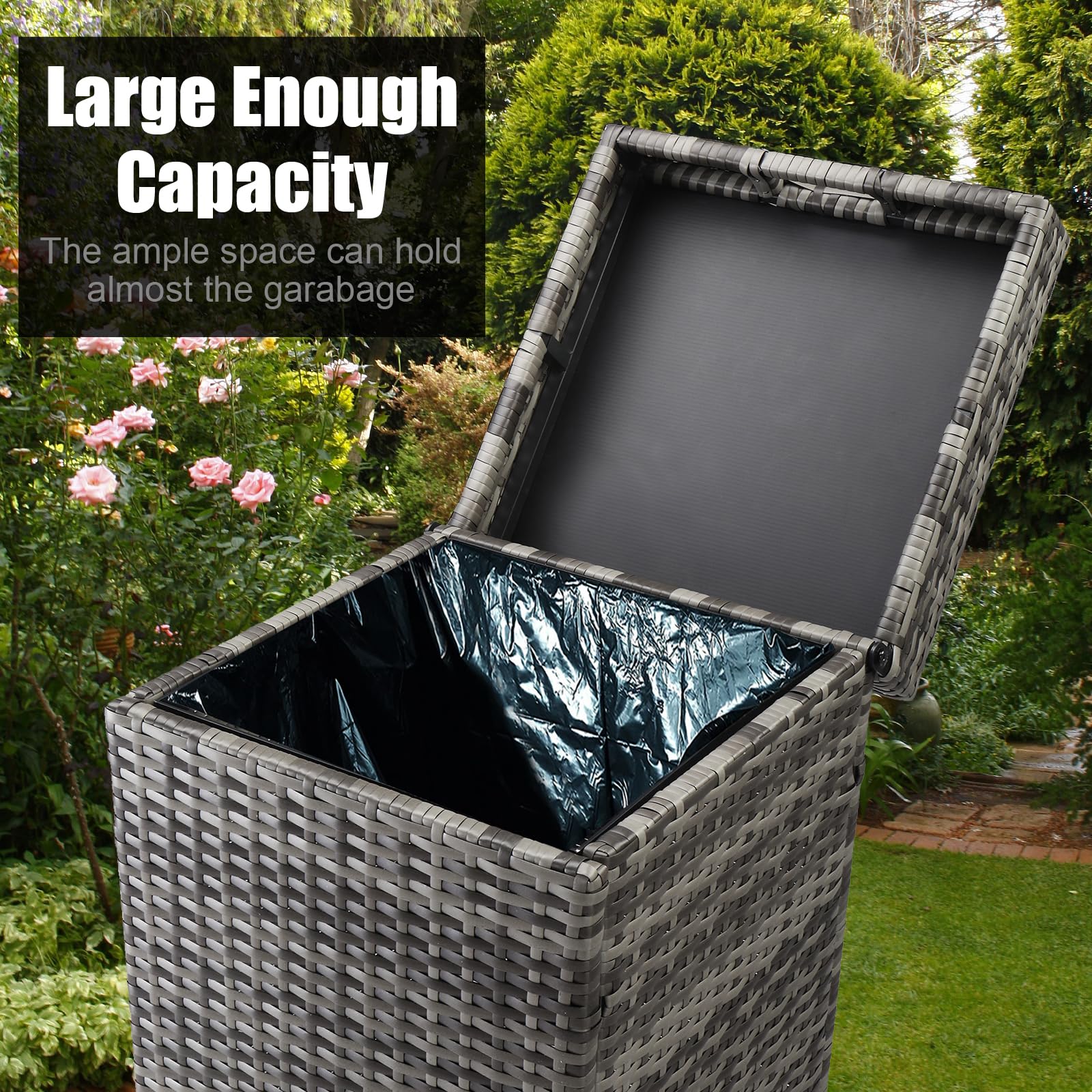 Wicker Patio Trash Can