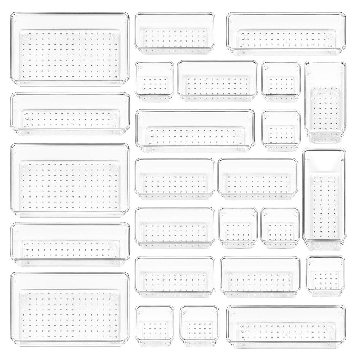 25 PCS Clear Plastic Drawer Organizers Set (25 Count)