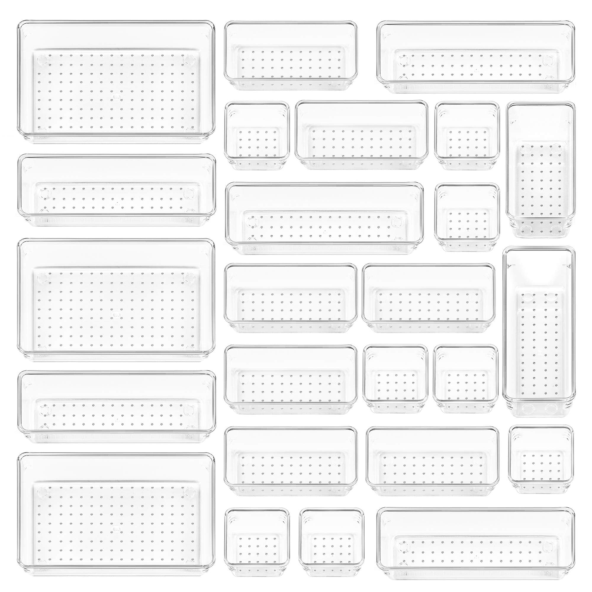 25 PCS Clear Plastic Drawer Organizers Set (25 Count)