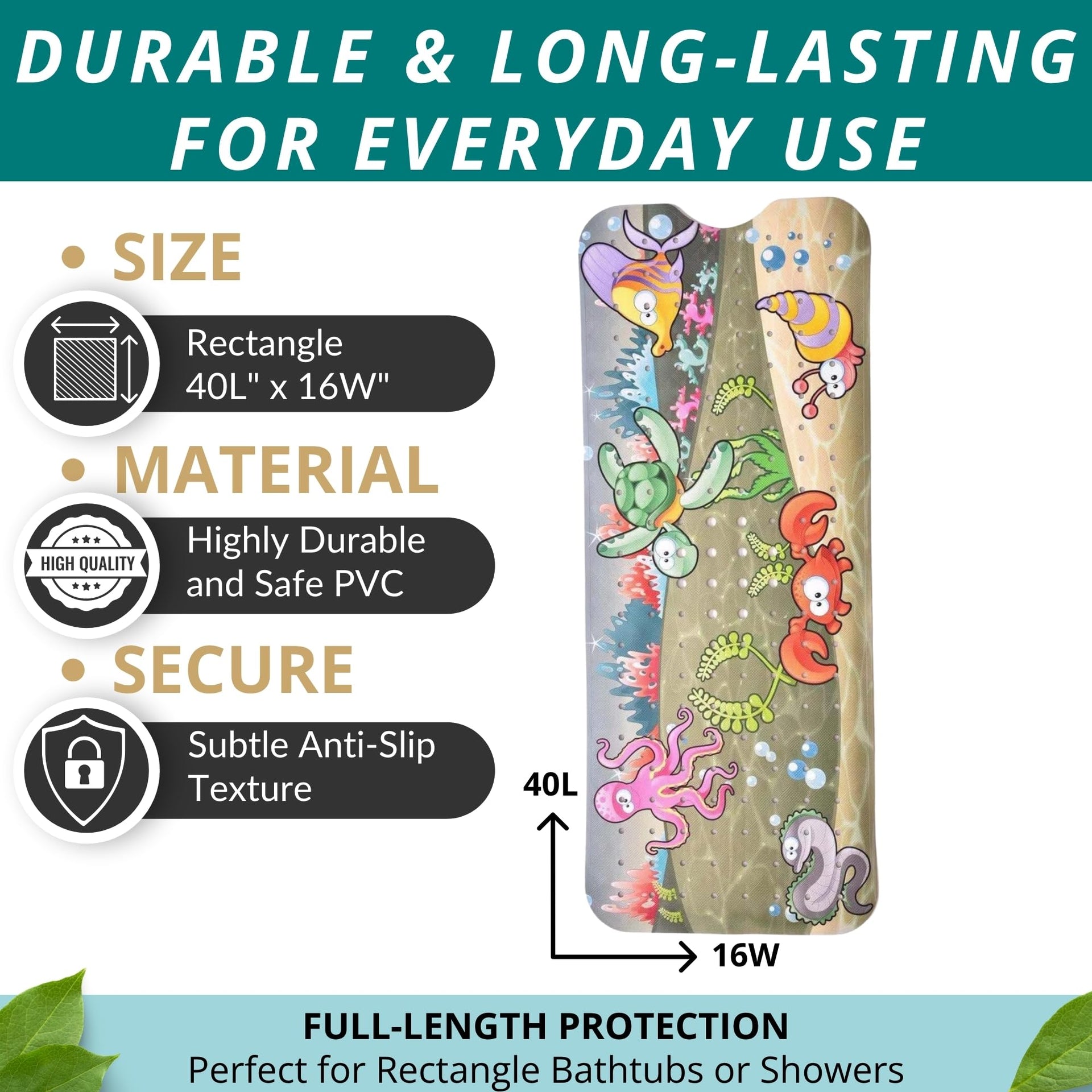 Bath Mat Large Non Slip Bathtub & Shower Mat