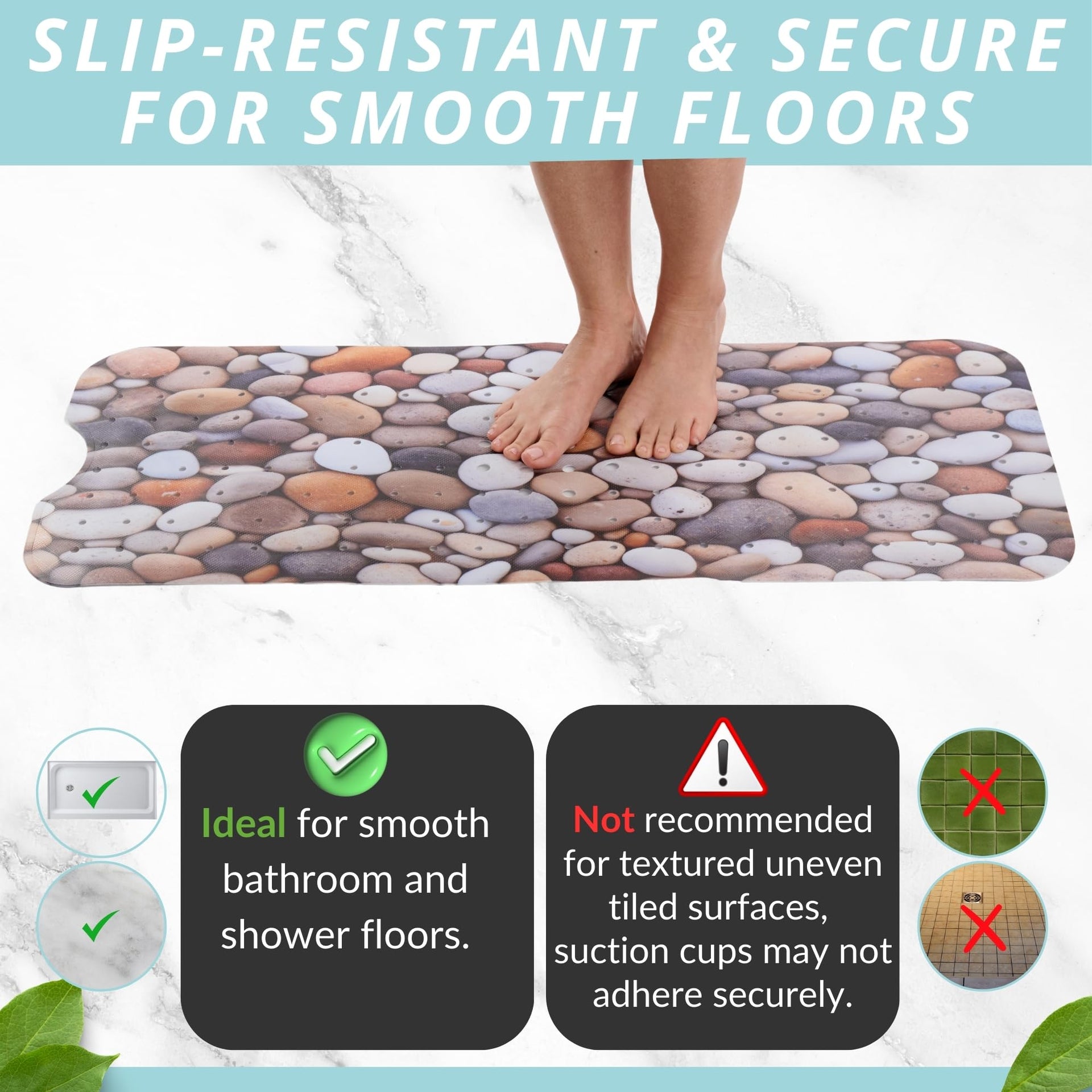 Non Slip Bath & Shower Mat 40x16 Extra Long