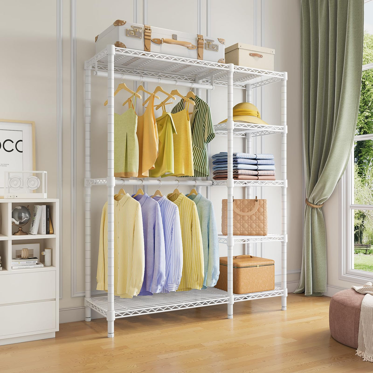V7 Clothing Rack with Shelves Heavy duty Closet for Hanging Clothes