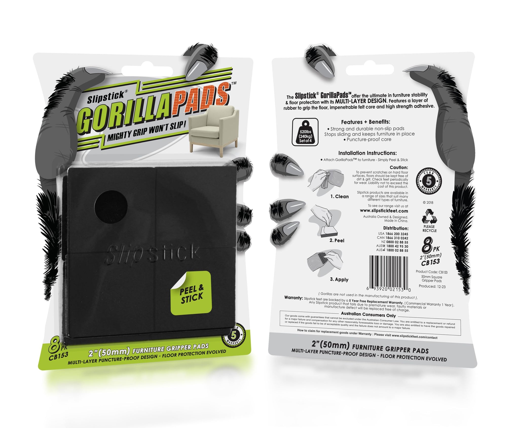 GorillaPads Non Slip Furniture Pads (8 Count)