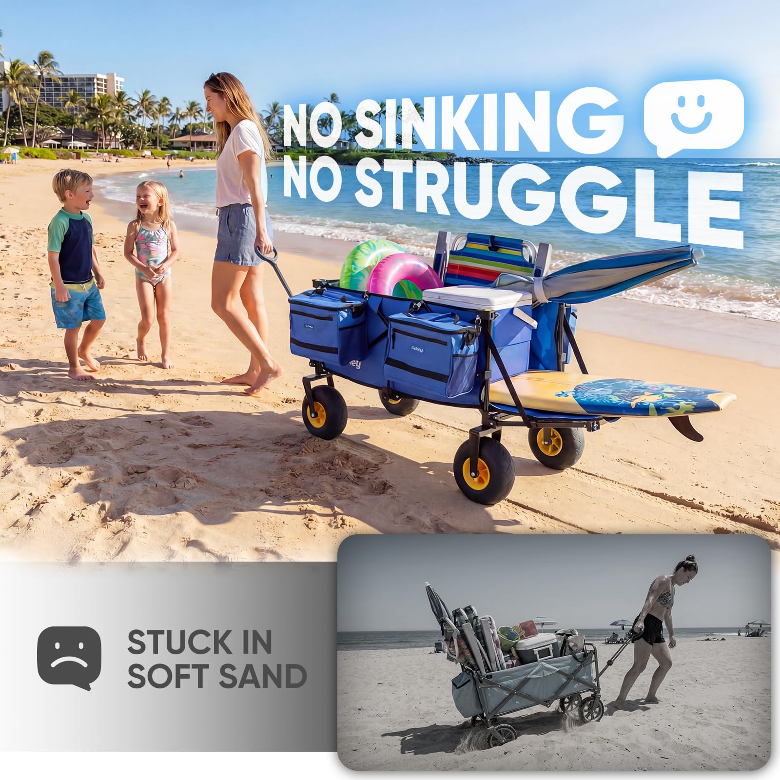 Heavy Duty Beach Wagon with 9" Big Sand