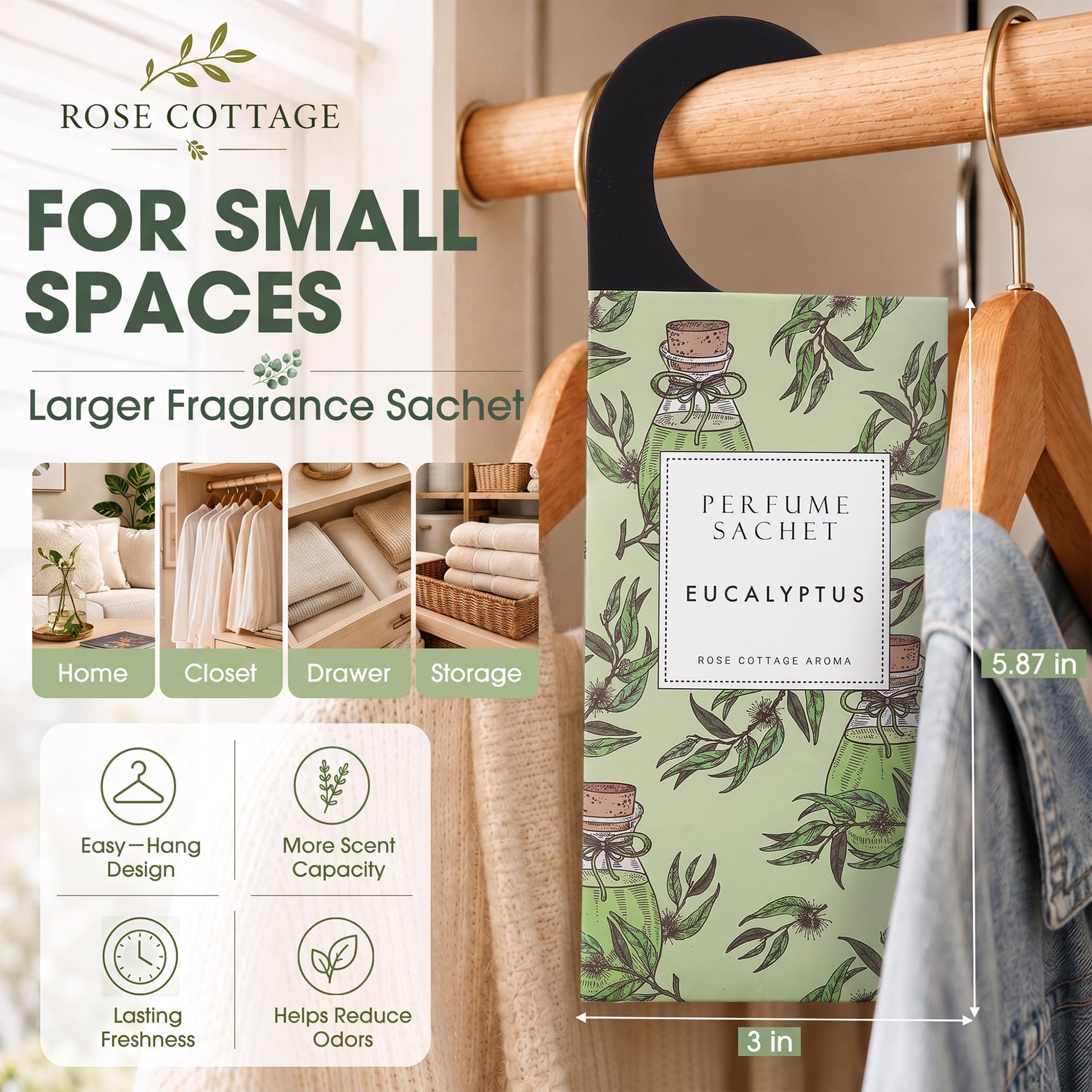 Large 12 Packs Eucalyptus Hanging Scented Sachets Long (12 Count)