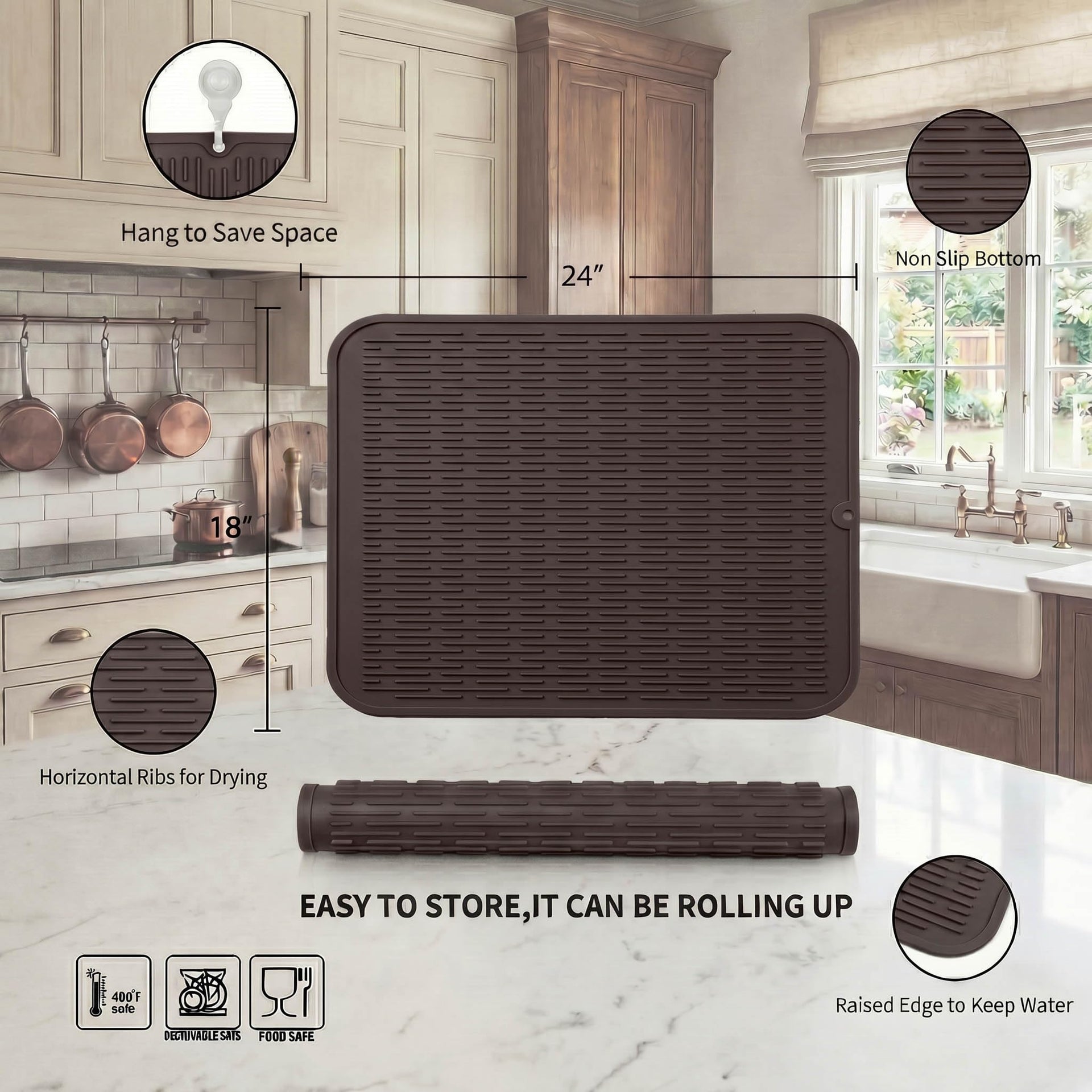 Silicone Dish Drying Mat for Multiple Usage