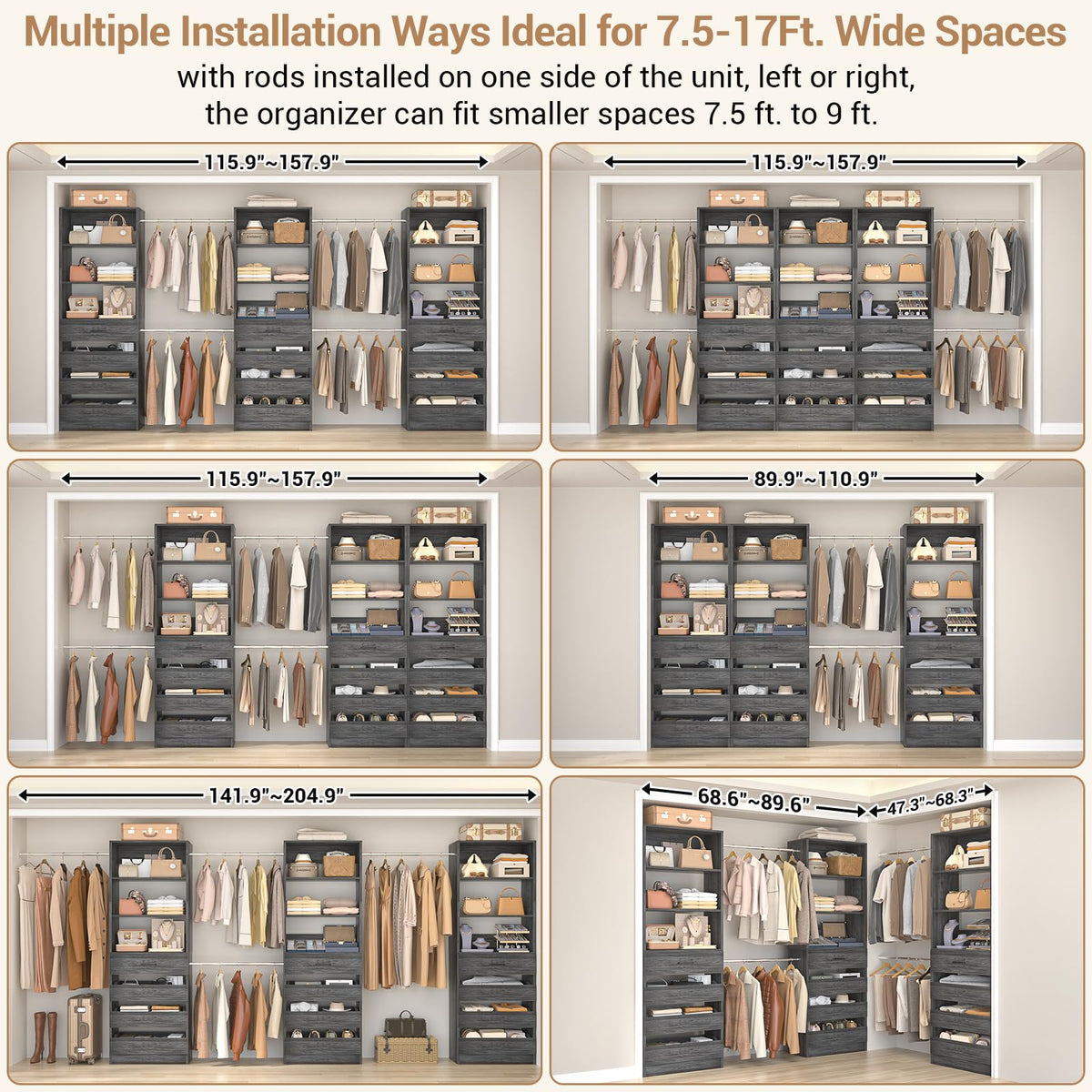 Closet System with 12 Drawers