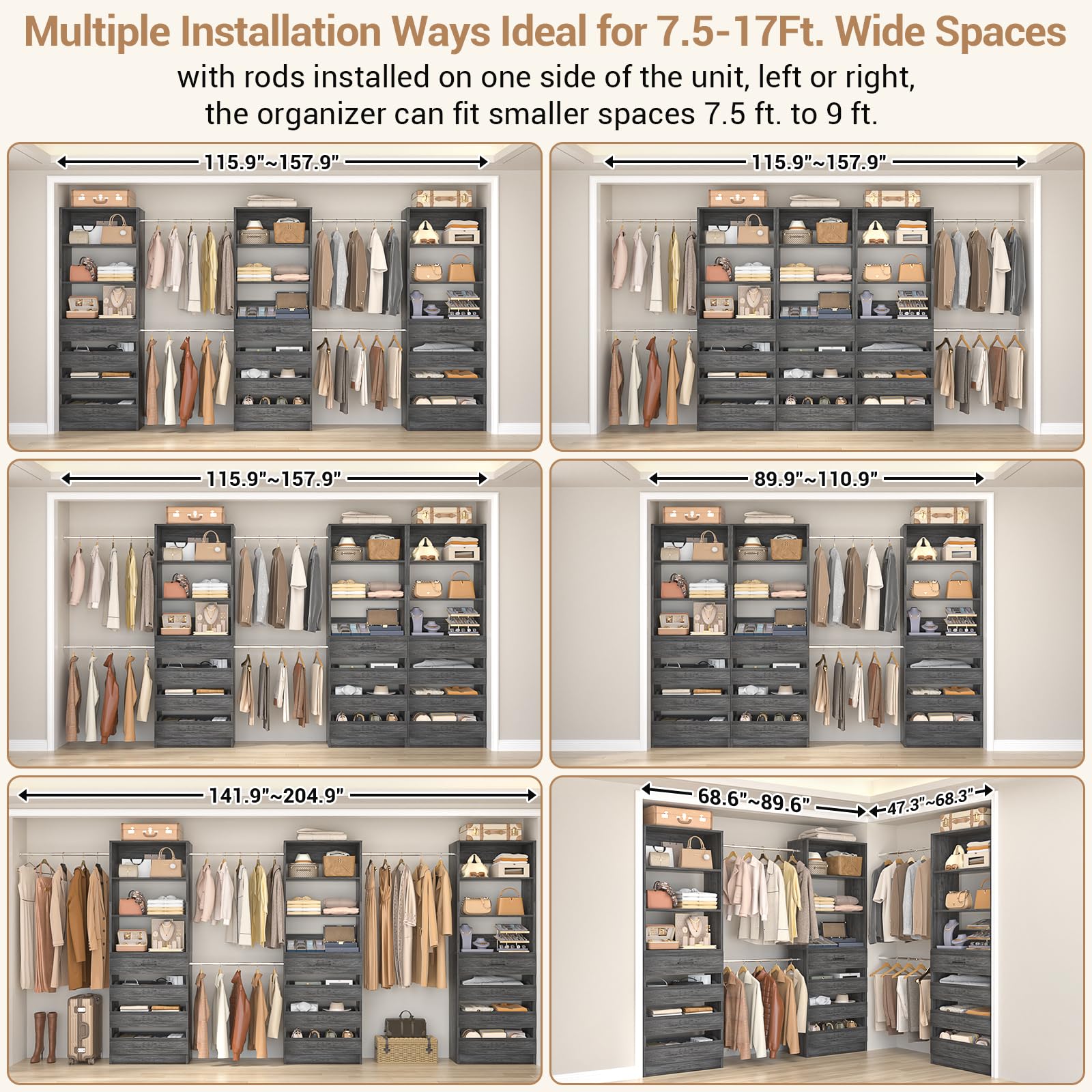 Closet System with 12 Drawers