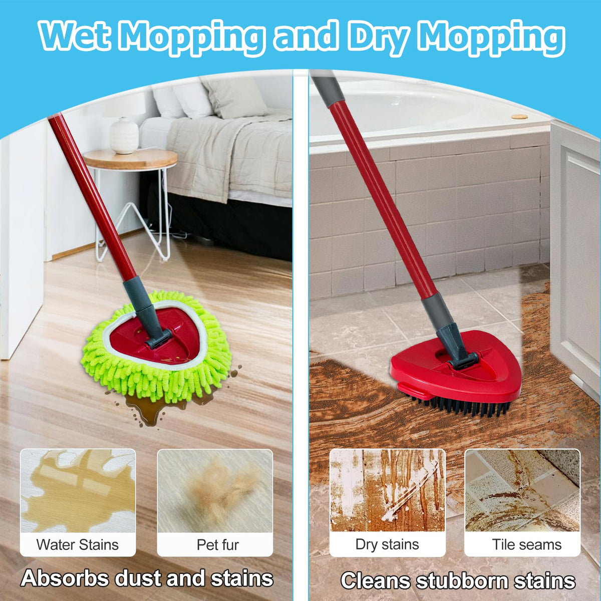 Mop Handle Chenille Duster & Mop Brush for O (5 Count)