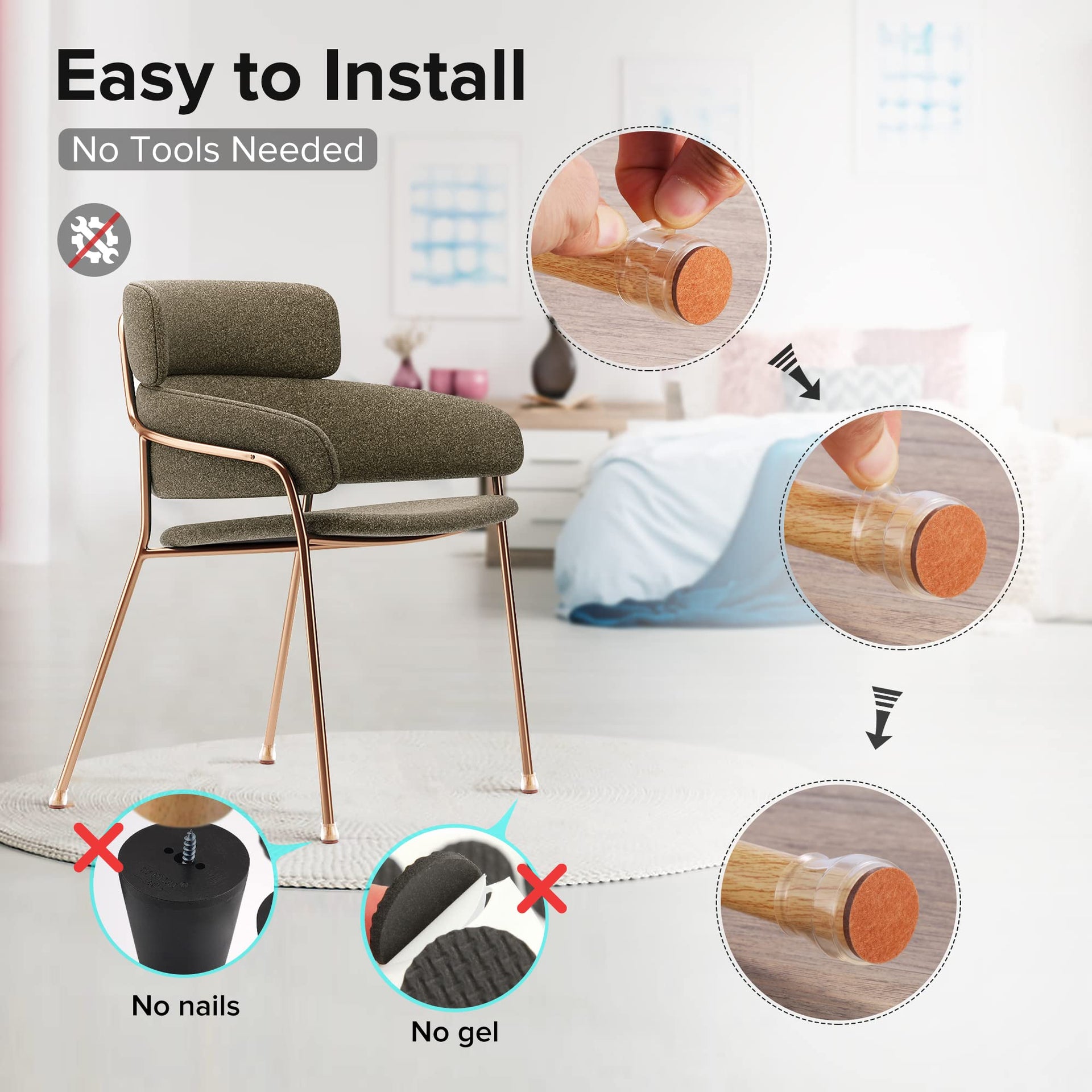 24PCS Upgraded Silicone Chair Leg Floor Protectors for Hardwood Floors (24 Count)