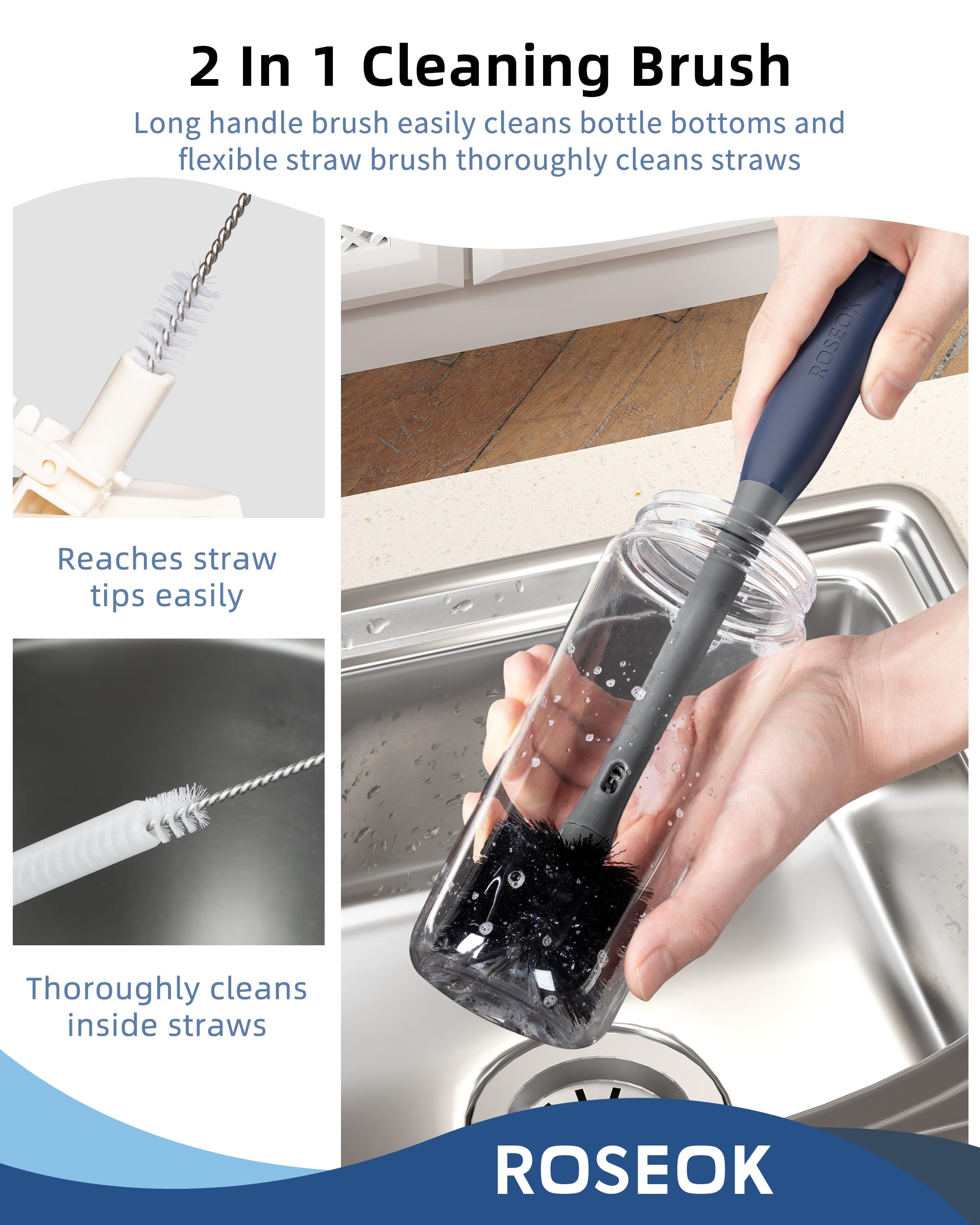 2 in 1 Bottle Brush with Straw Cleaner Brush