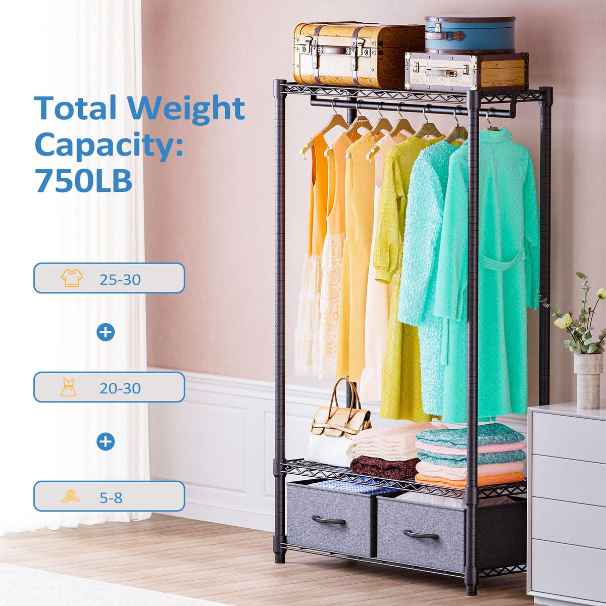 Heavy Duty Garment Rack Wire Clothes Rack for Hanging Clothes
