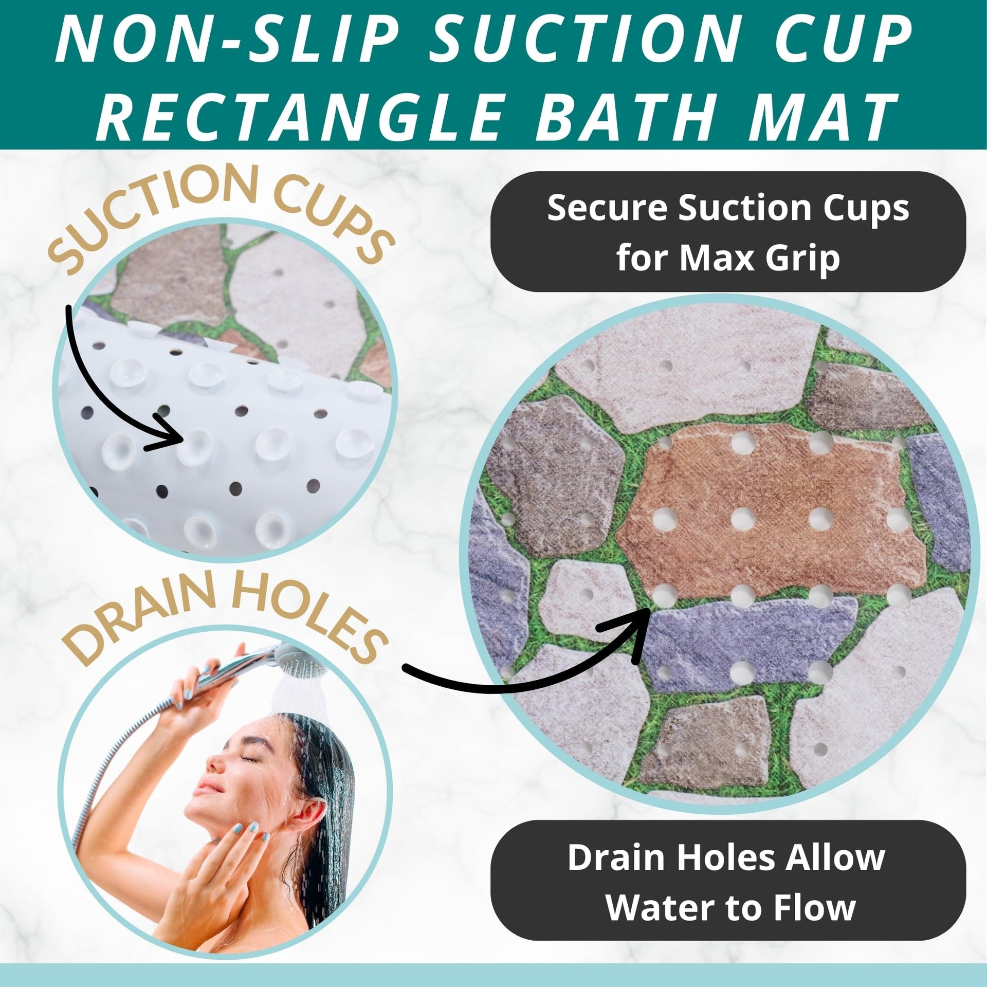 Non Slip Bath & Shower Mat 40x16 Extra Long