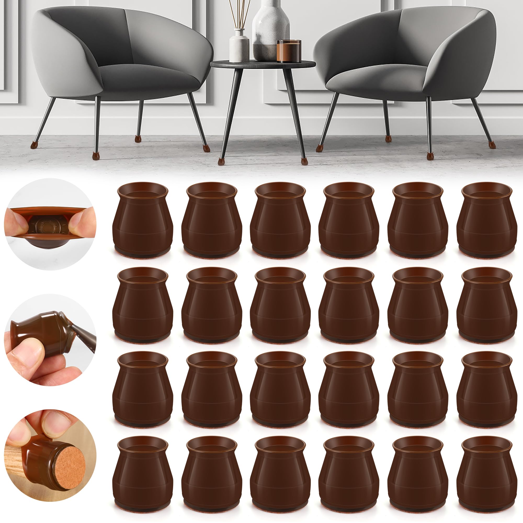 24PCS Upgraded Silicone Chair Leg Floor Protectors for Hardwood Floors (24 Count)