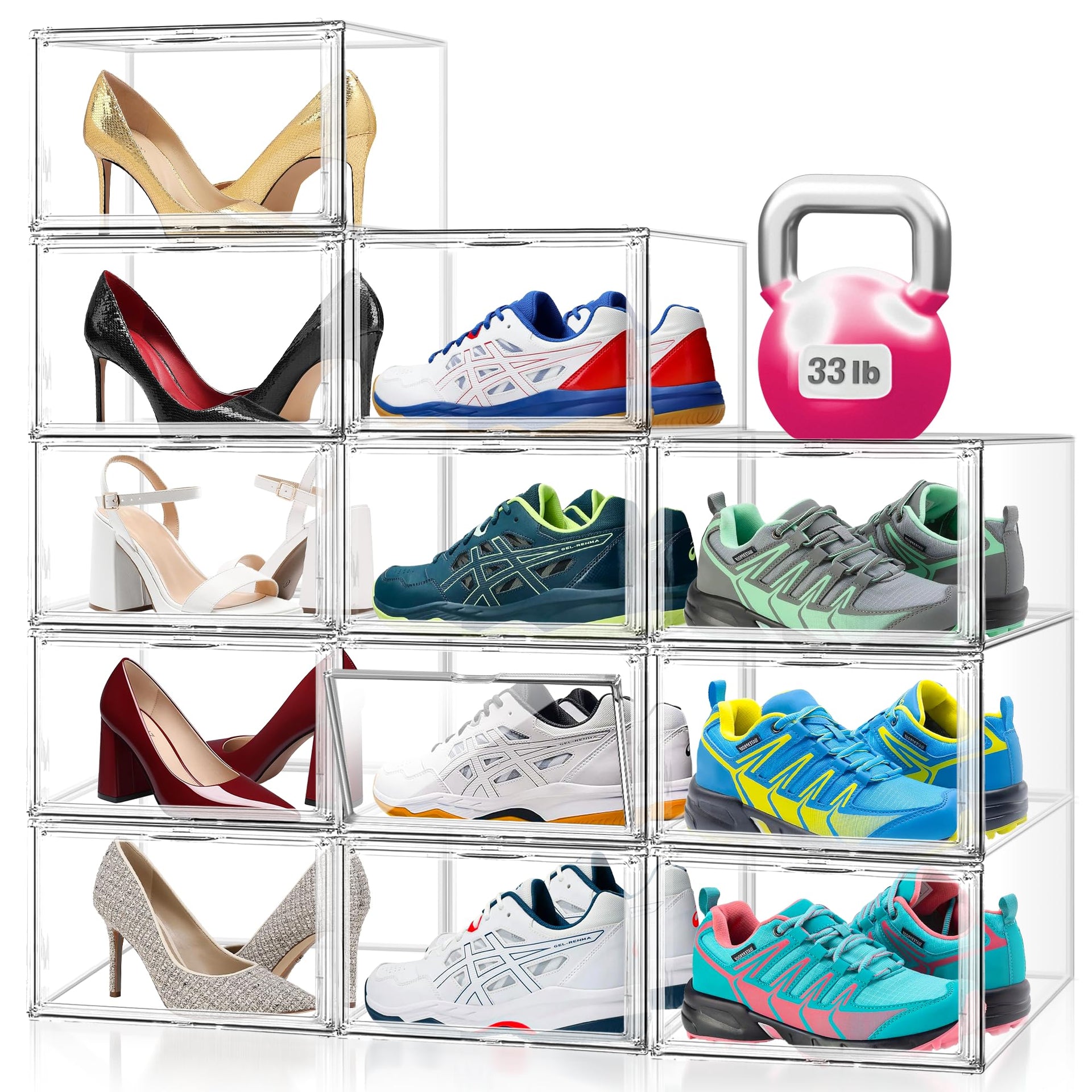 12 Pack Clear Acrylic Shoe Boxes (12 Count)