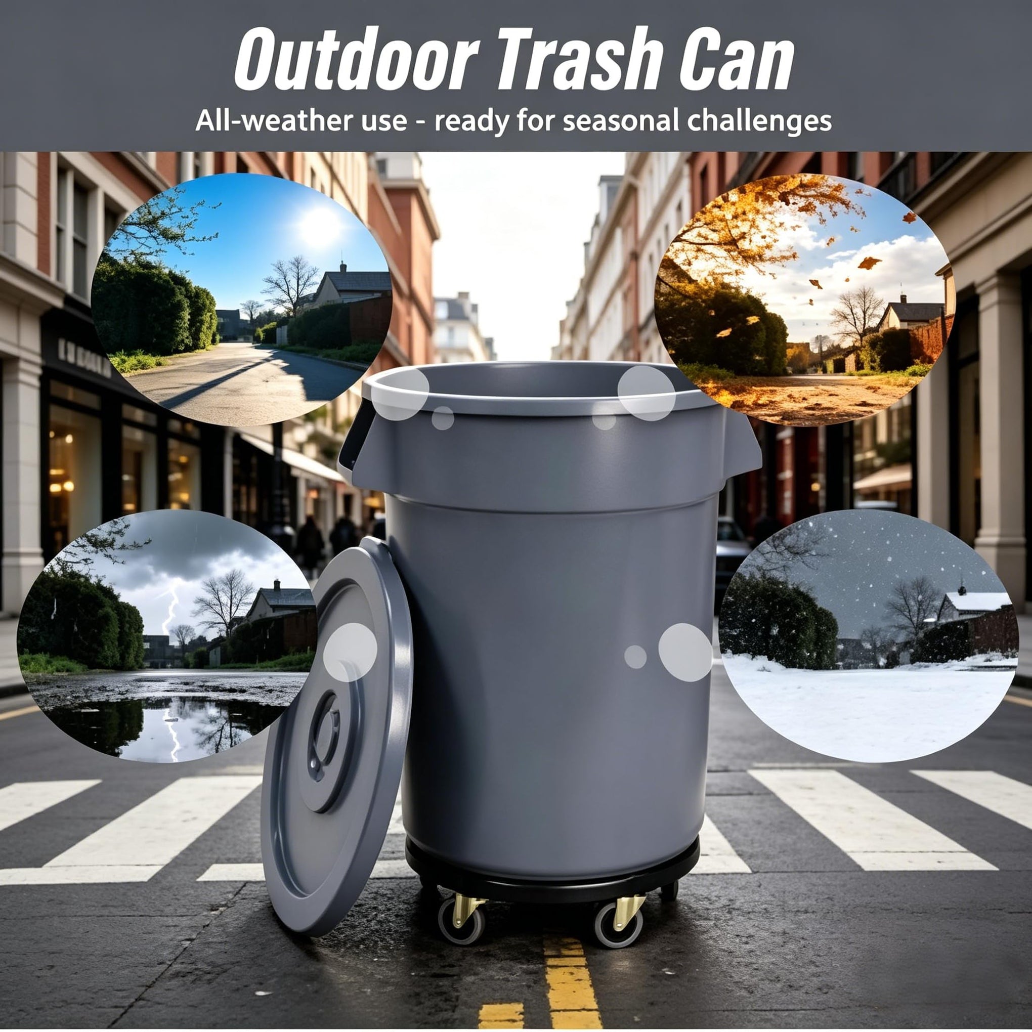 32 Gallon Trash Can with Lid and Wheels