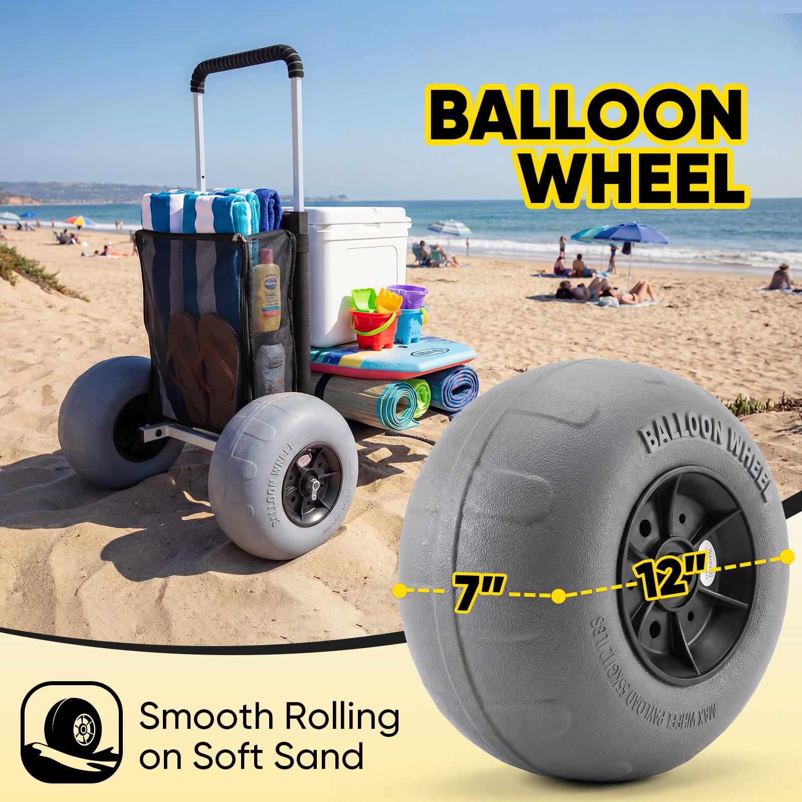 Beach Wagon with 12" Big Wheels for Sand