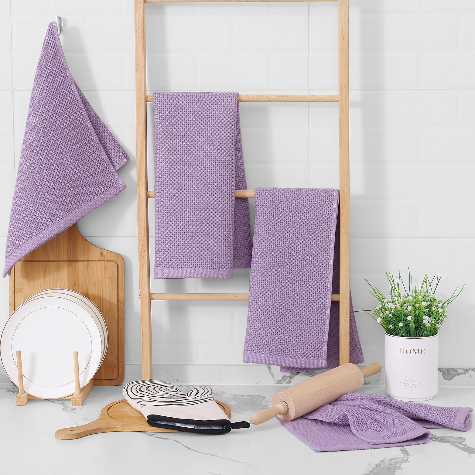 100% Cotton Waffle Weave Kitchen Dish Towels 4 (4 Count)