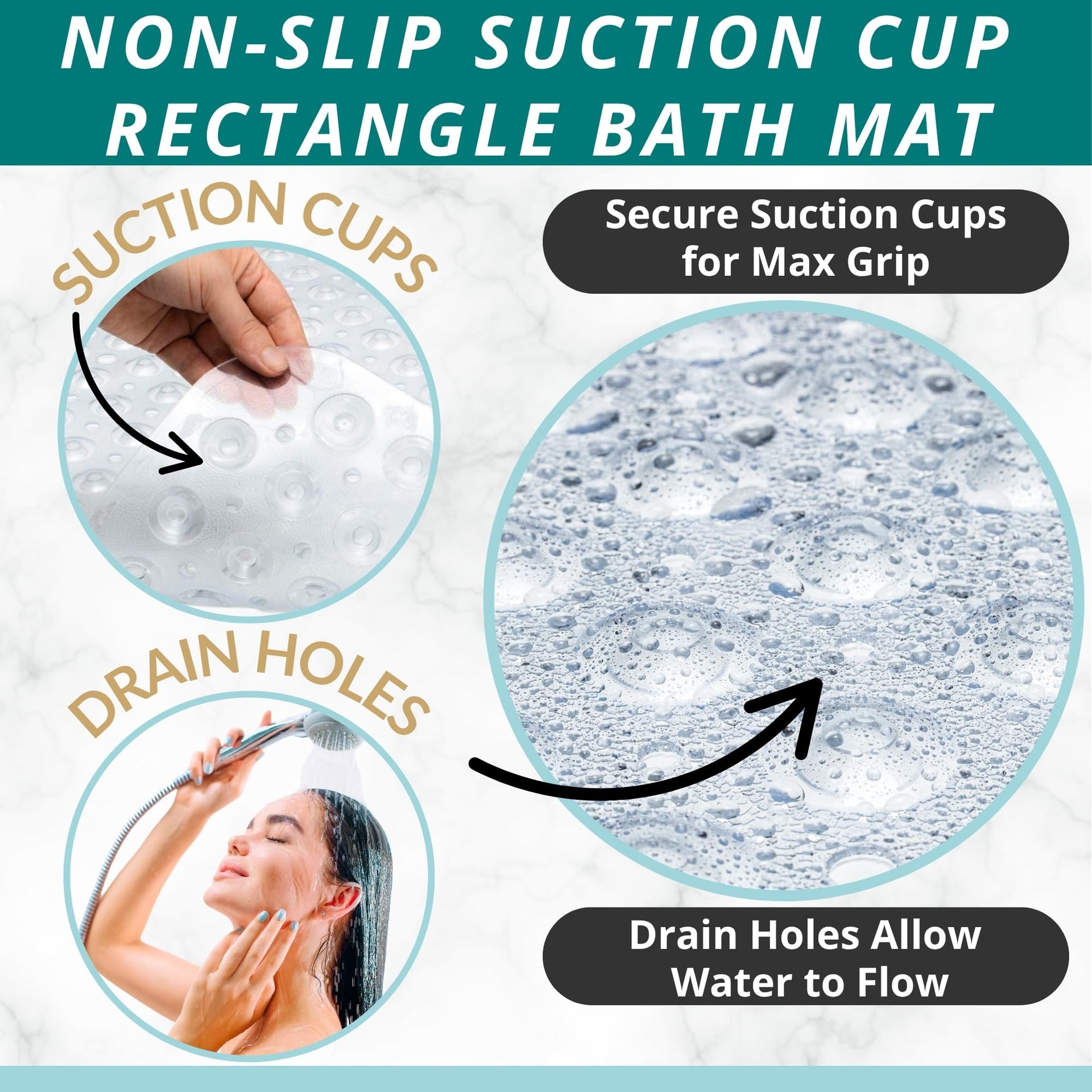 Non Slip Bath & Shower Mat 40x16 Extra Long
