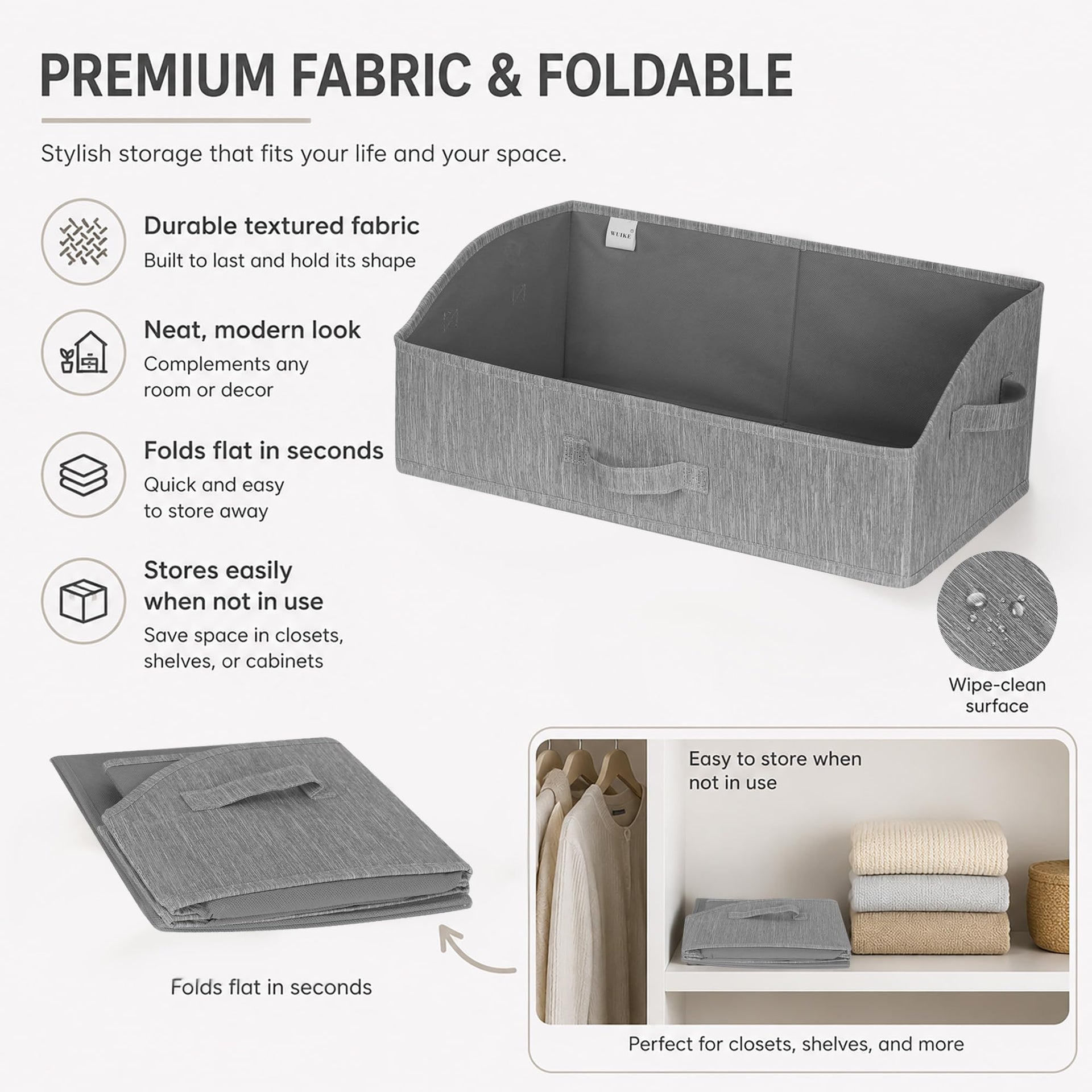 Trapezoid Storage Bins for Closet Organizers and Storage (3 Count)