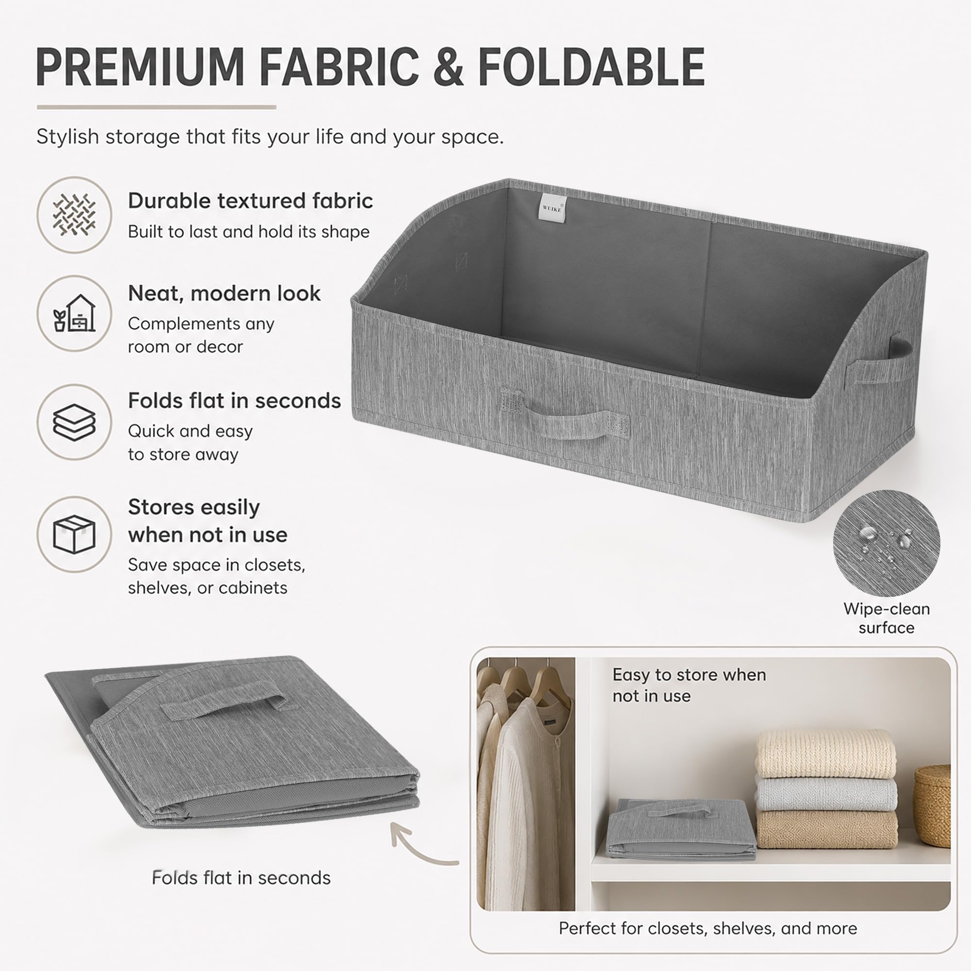 Trapezoid Storage Bins for Closet Organizers and Storage (3 Count)
