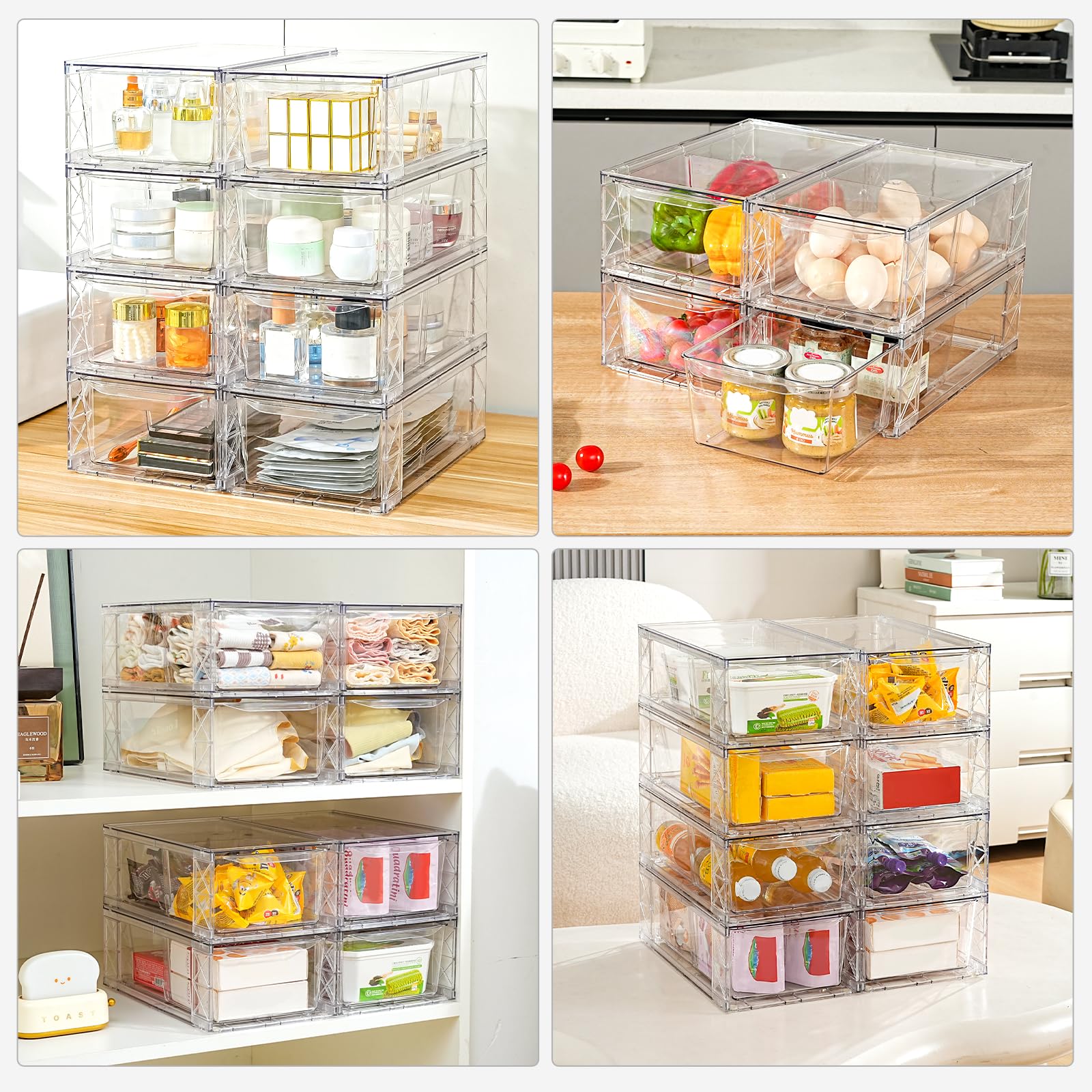 8Pack Stackable Kitchen Storage Organizer (8 Count)