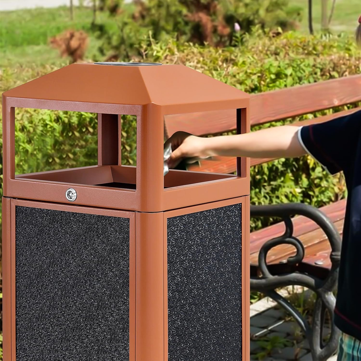 Square Waste Container with Dome Lid