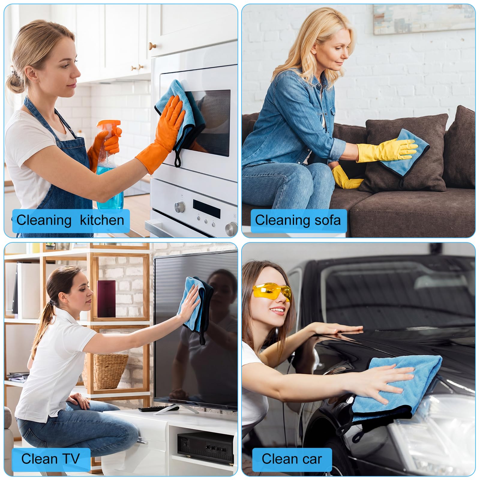 60 Pcs Light Blue Microfiber Towels (60 Count)