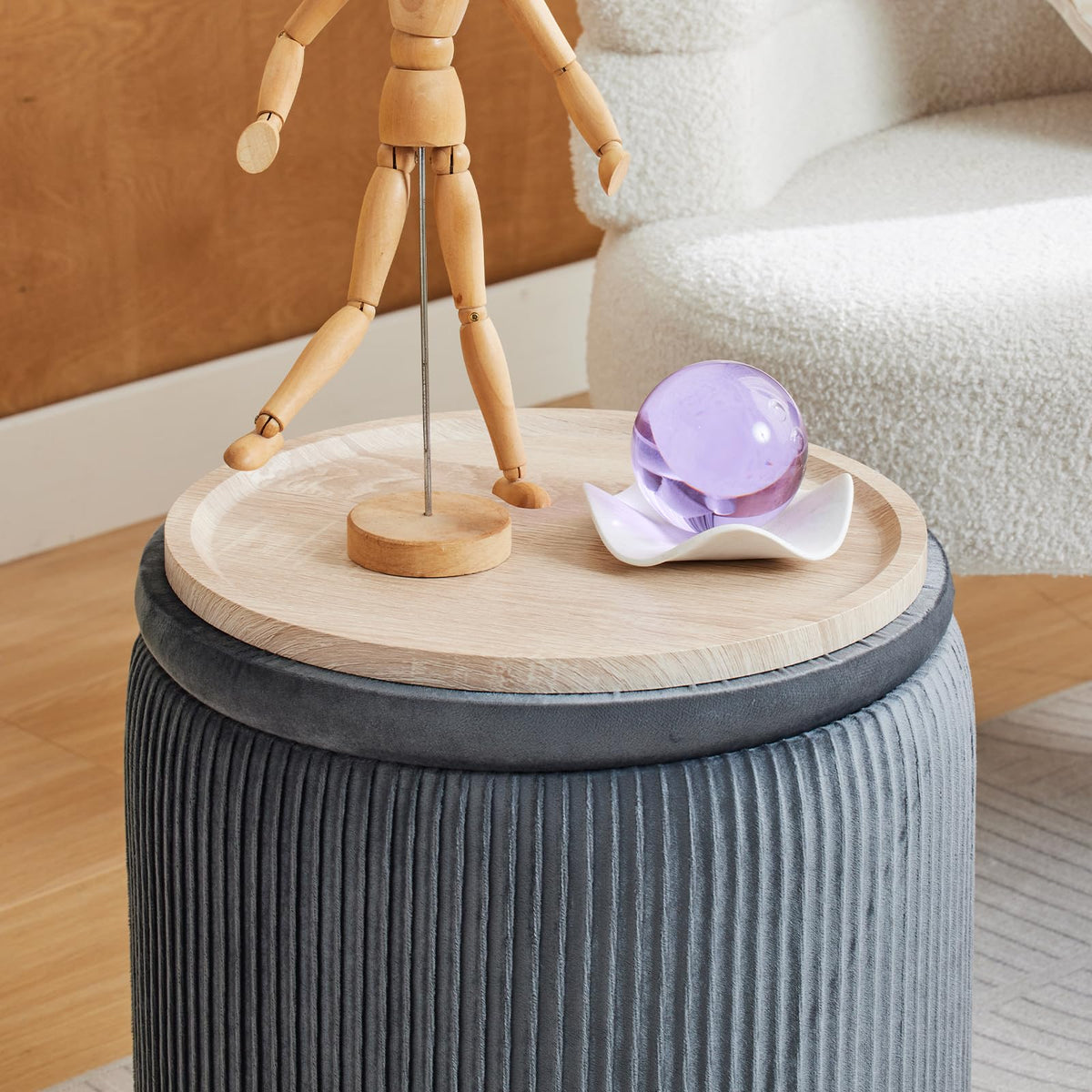 Set of 2 Round Storage Ottoman (2 Count)