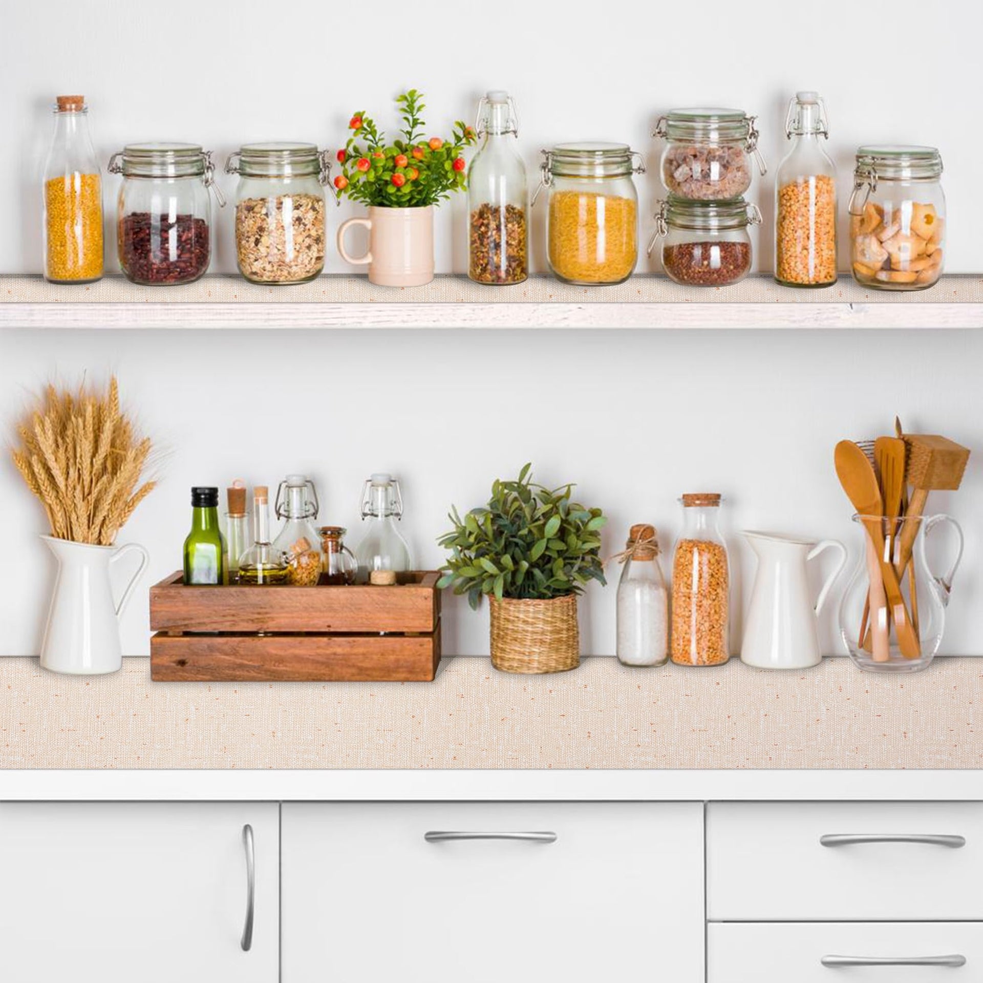 10Rolls 20" W x 72" L Grip Shelf Liner Cupboard Liner Shelving Paper for Cabinets and Drawers Pantry Shelf Liners for Kitchen Cabinets Non