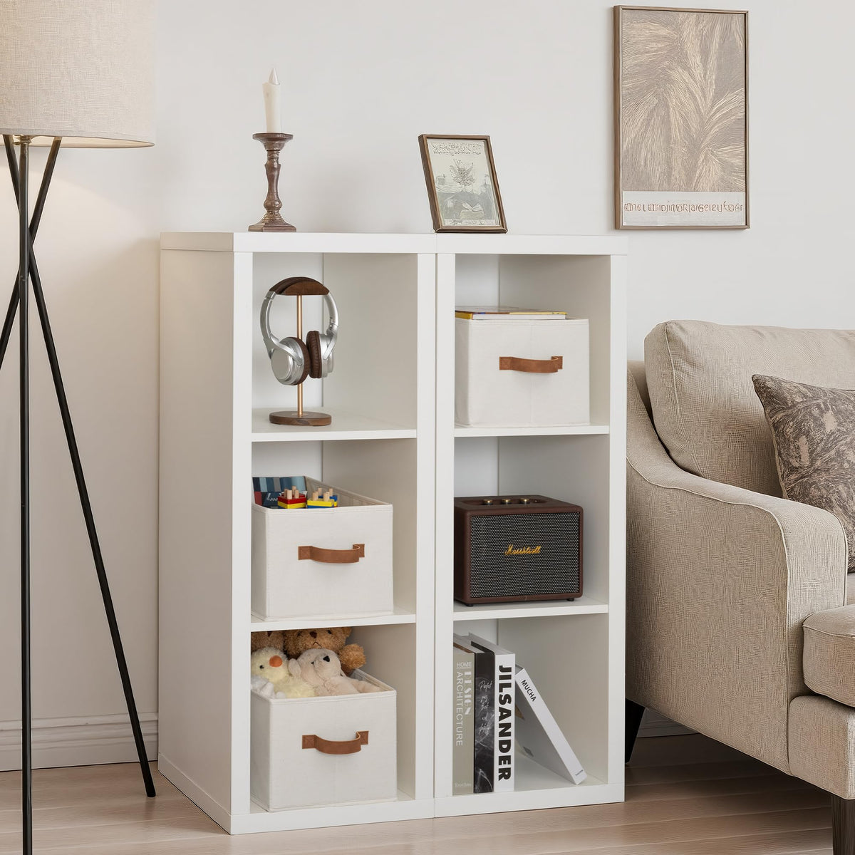 Closet Storage Bins with PU Handles (3 Count)