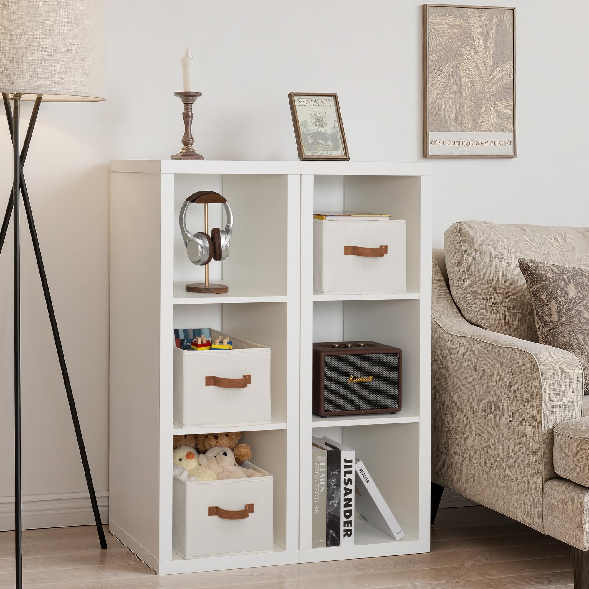 Closet Storage Bins with PU Handles (3 Count)