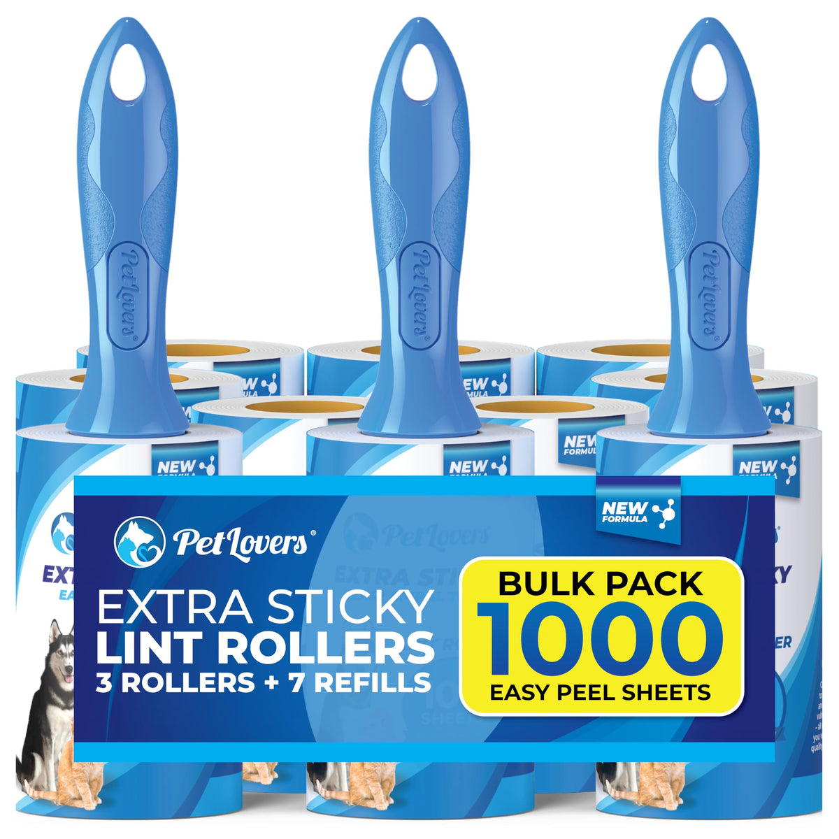 Extra Sticky Lint Roller Mega Value Set 1000 Sheets for Pet Hair Removal