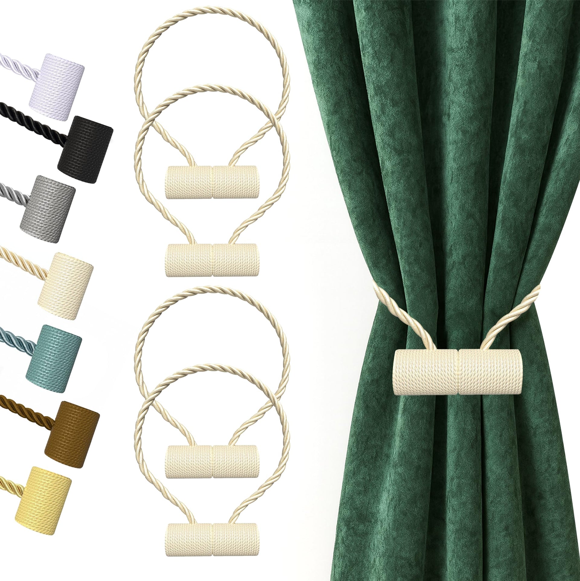 Magnetic Curtain Tiebacks Beige 4pcs (4 Count)